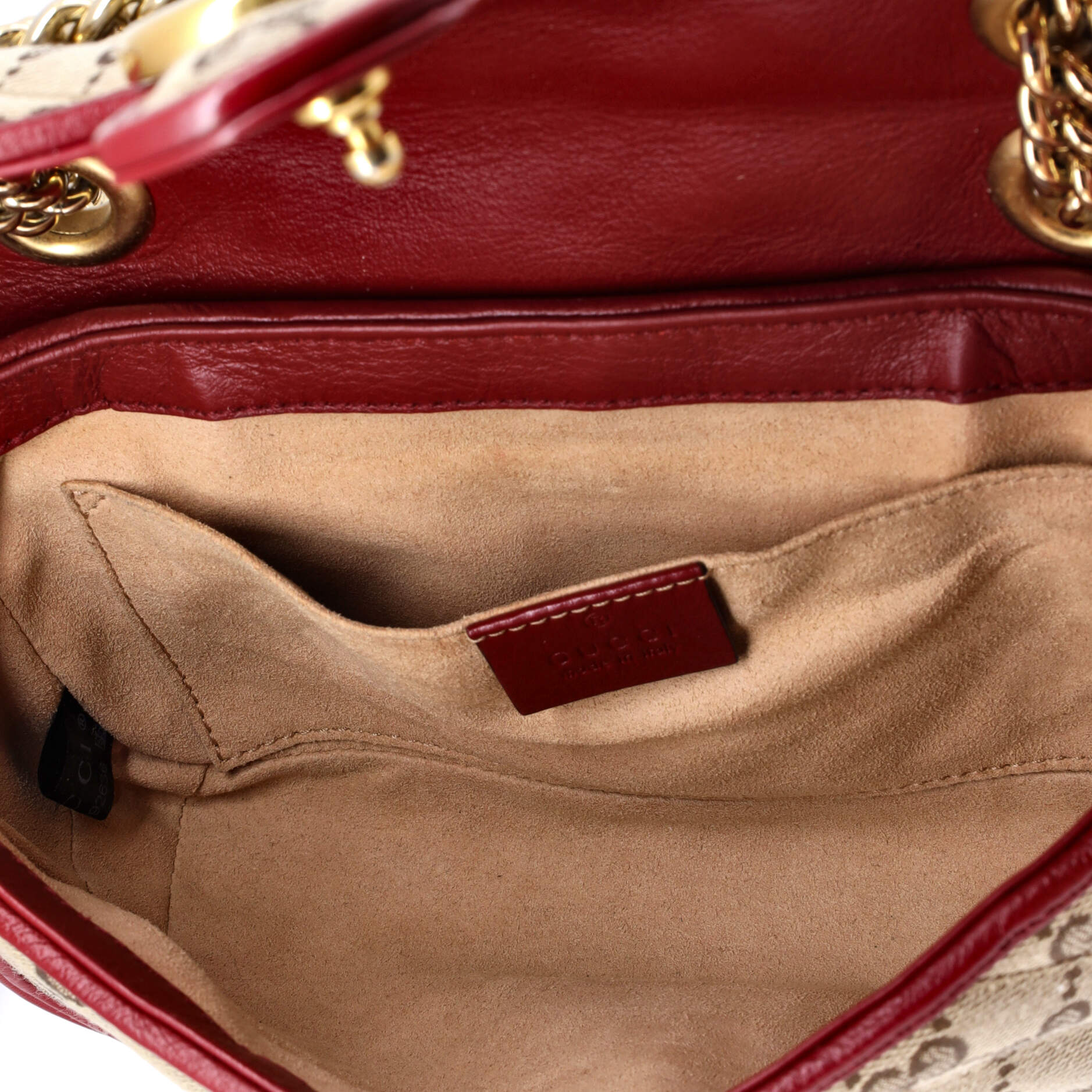 Gucci GG Marmont Flap Bag Diagonal Quilted GG Canvas with Leather Mini