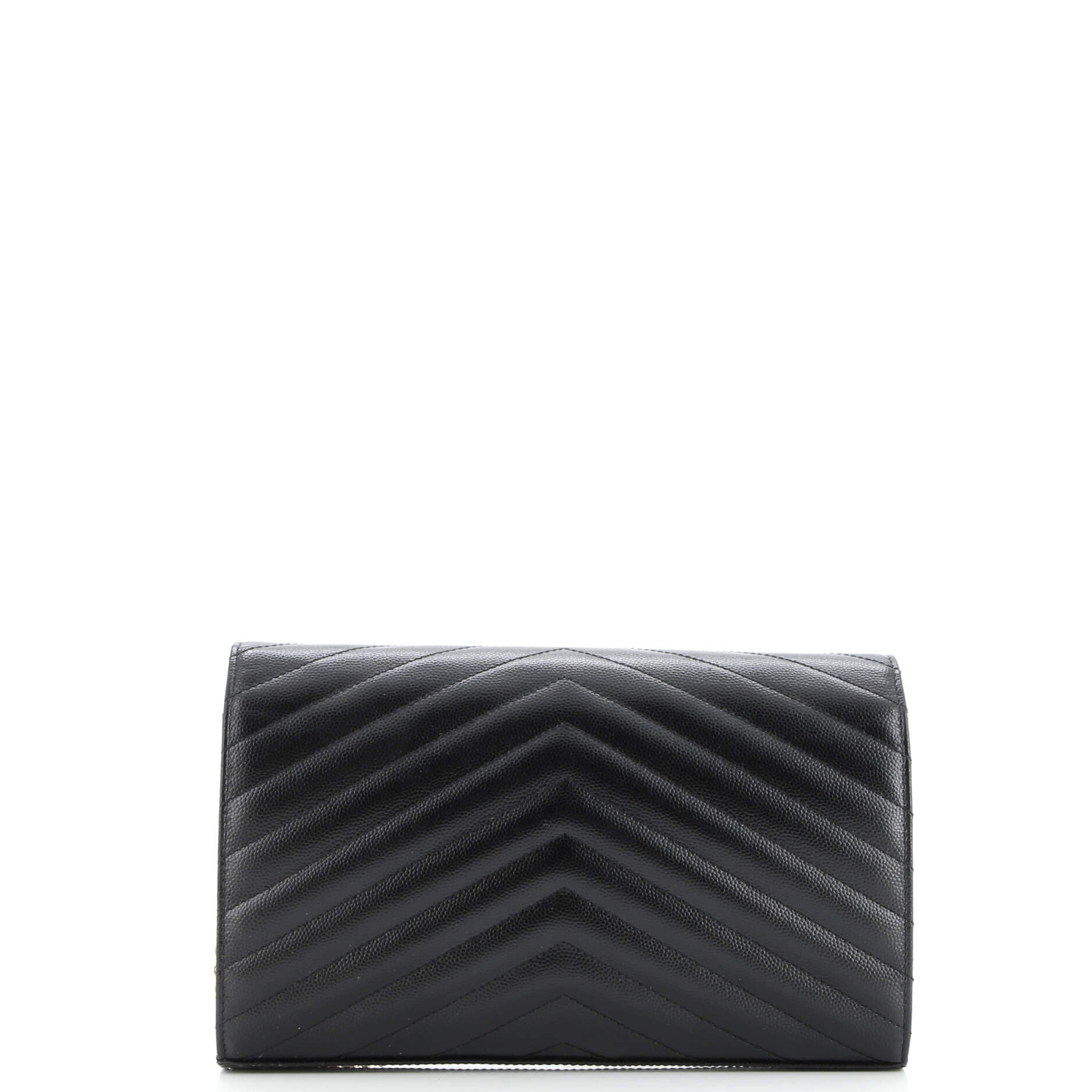 Saint Laurent Classic Monogram Wallet on Chain Matelasse Chevron Leather Medium