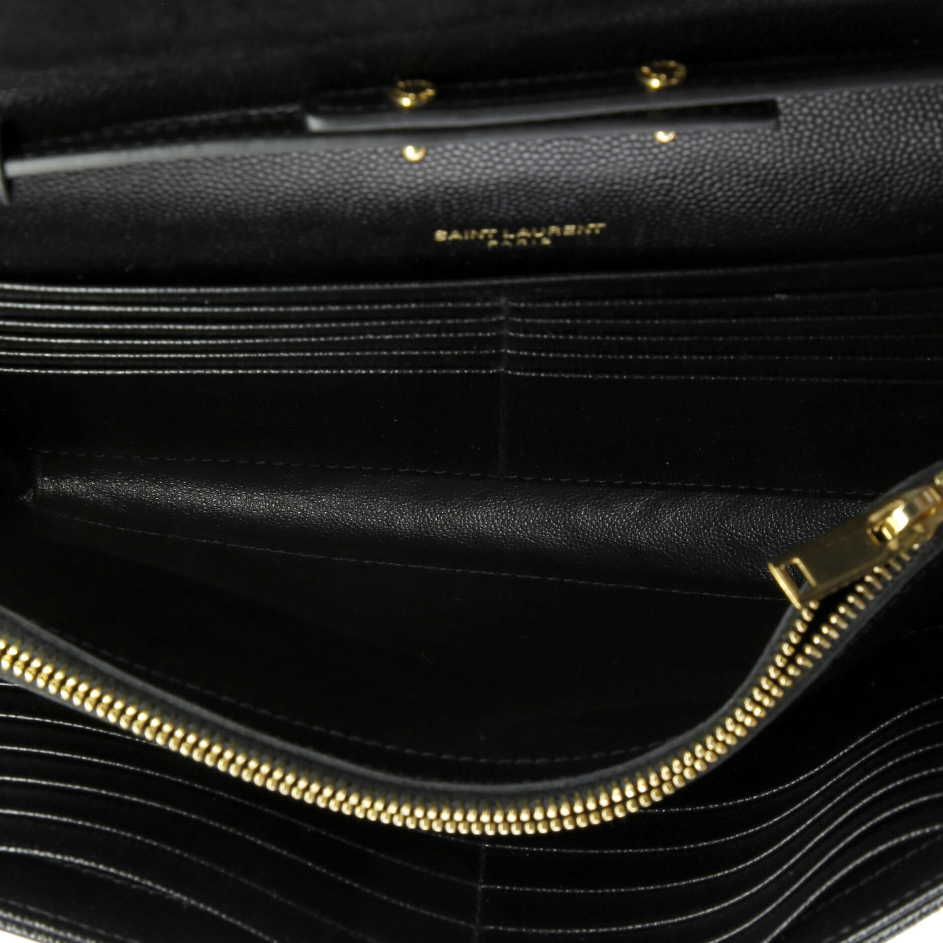 Saint Laurent Classic Monogram Wallet on Chain Matelasse Chevron Leather Medium