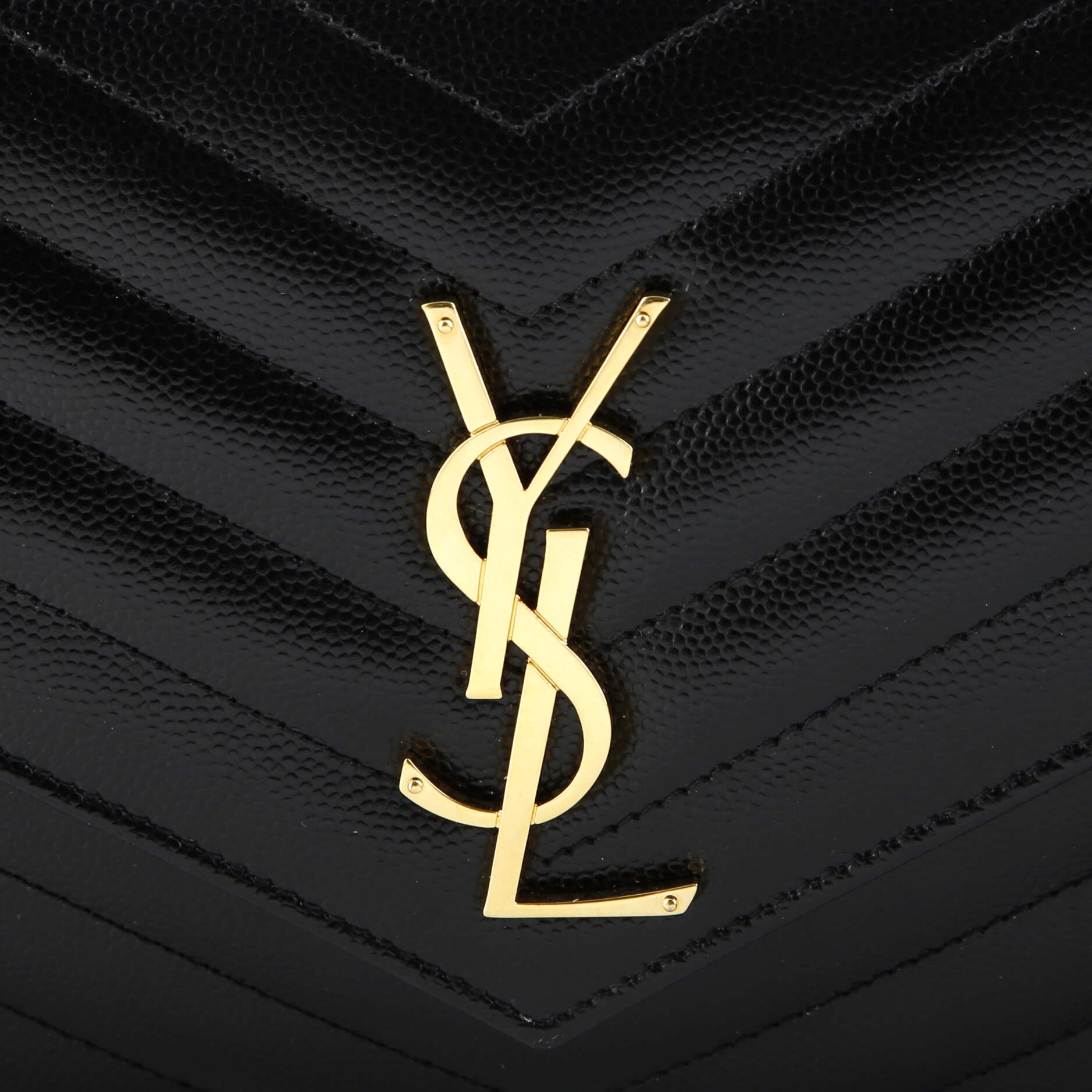 Saint Laurent Classic Monogram Wallet on Chain Matelasse Chevron Leather Medium