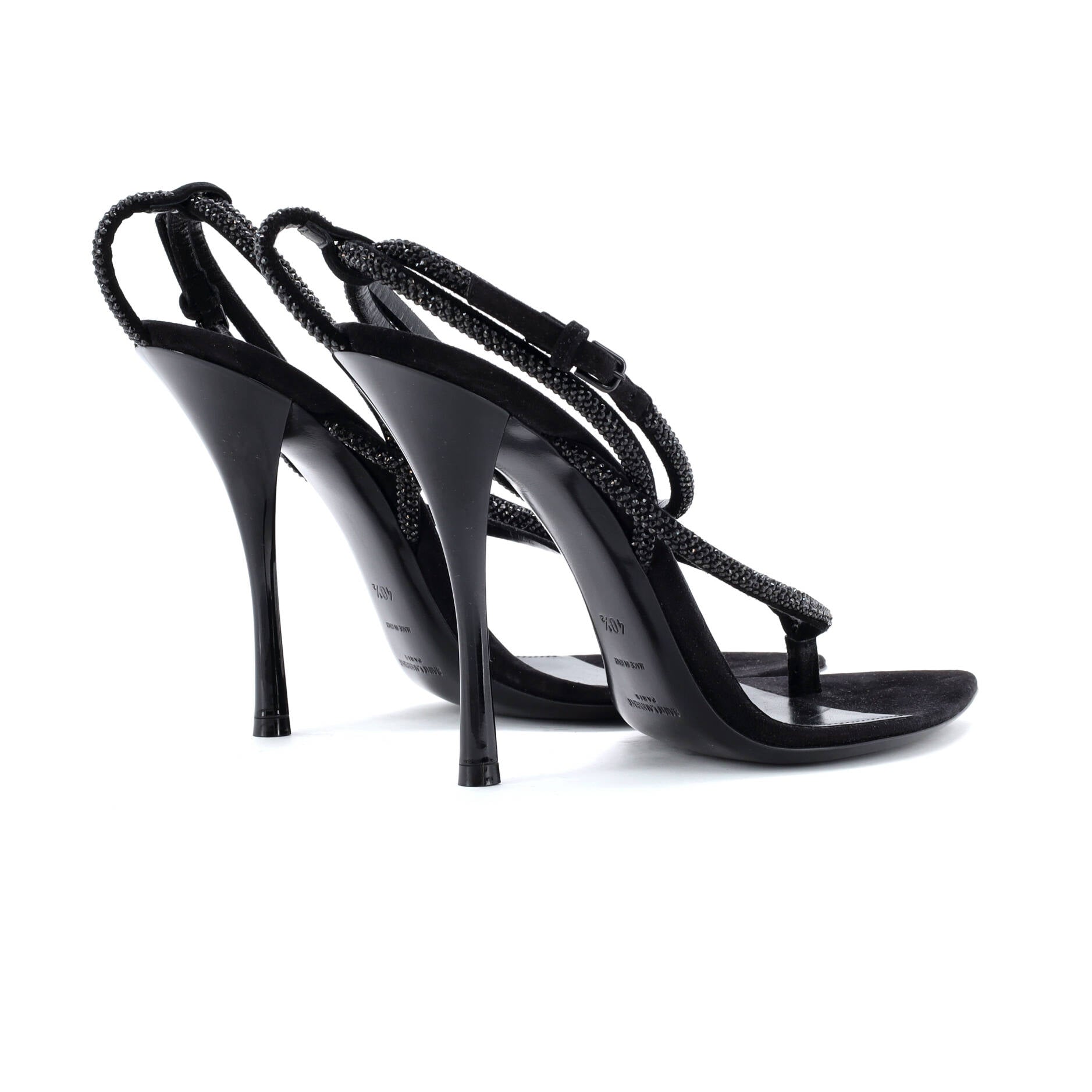Saint Laurent Women's Nadja Heeled Sandals Suede and Crystals