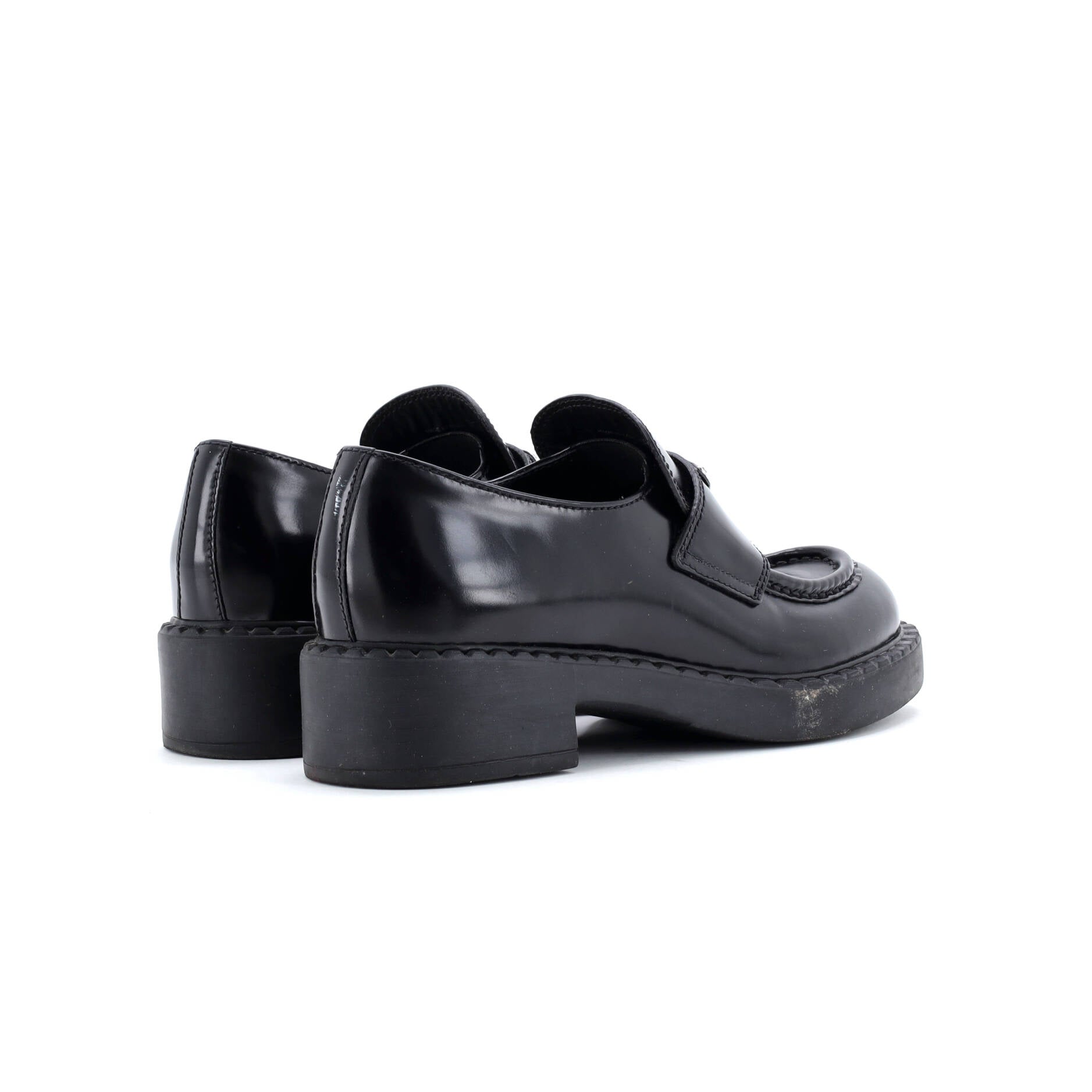 Prada Women's Triangle Logo Loafers Spazzolato Leather
