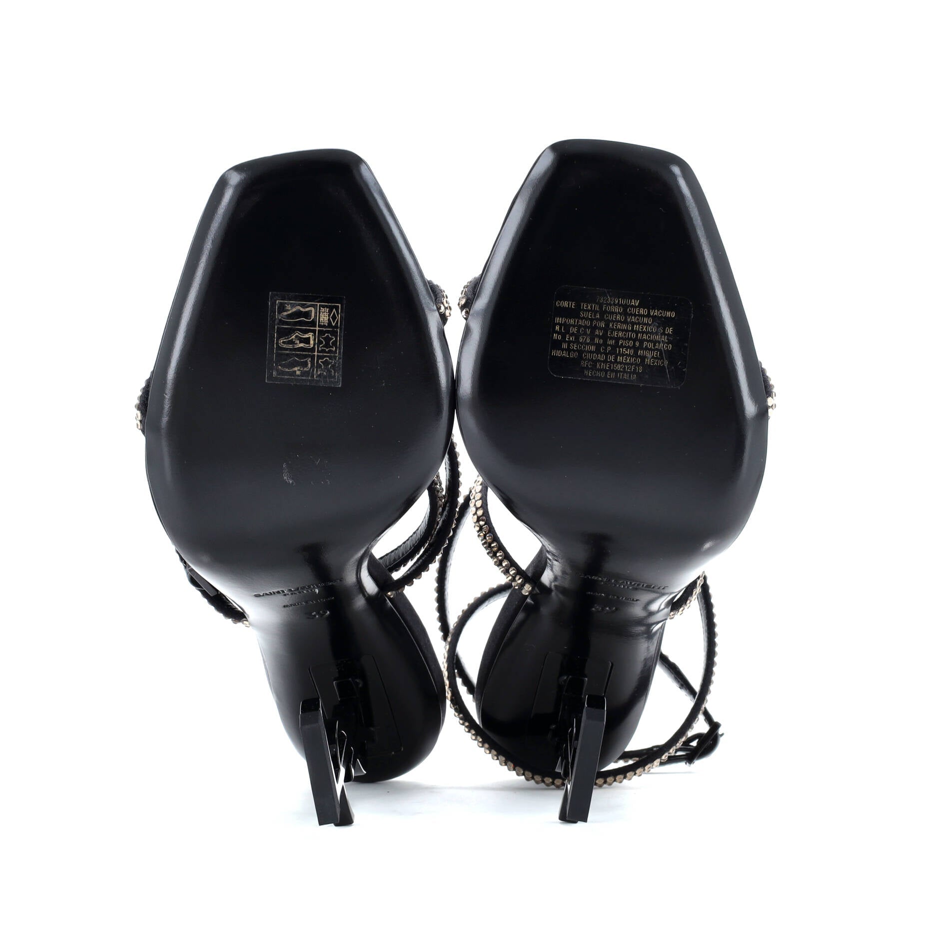 Saint Laurent Women's Opyum Heels Crystal Embellished Satin 110