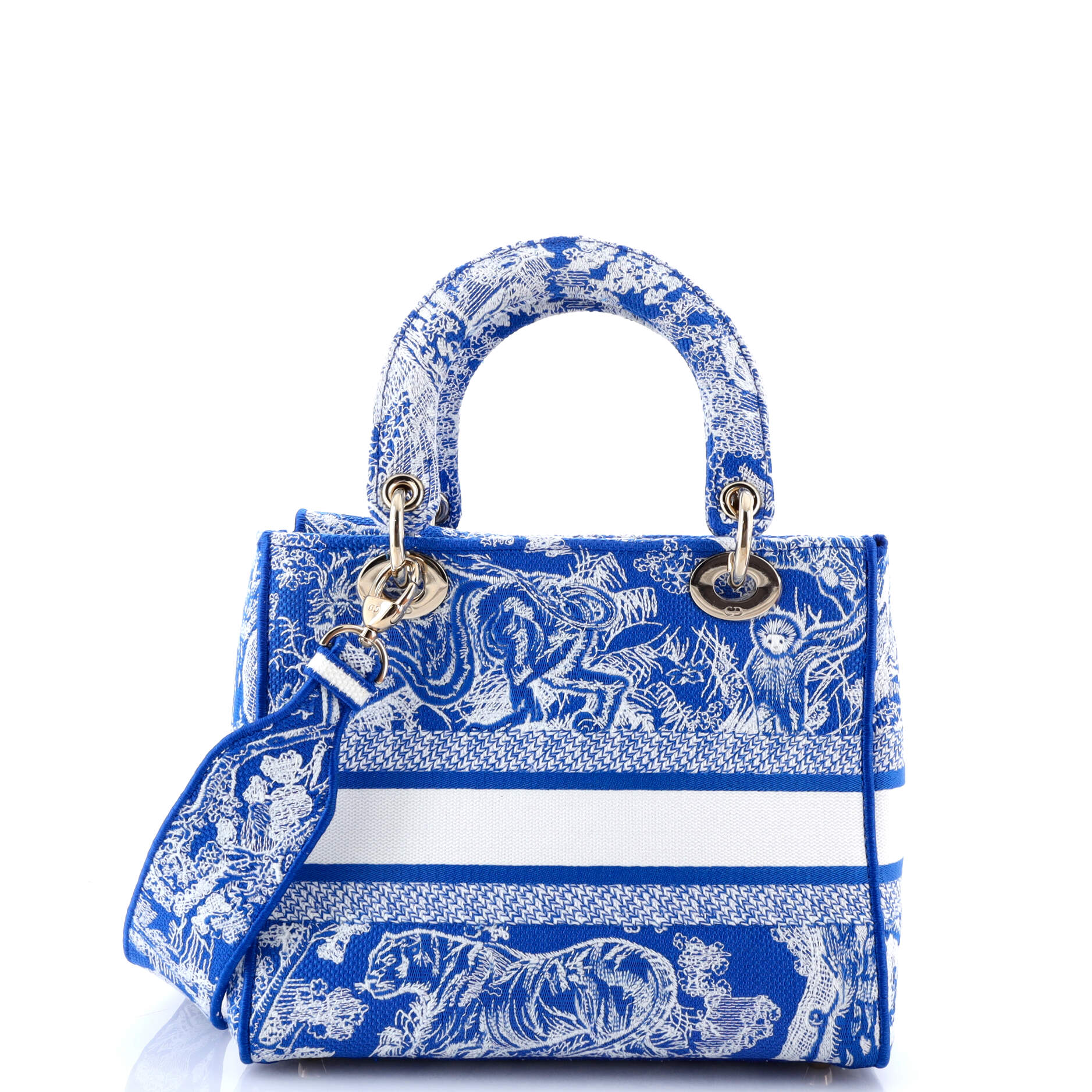 Christian Dior Toile de Jouy Lady D-Lite Bag Embroidered Canvas