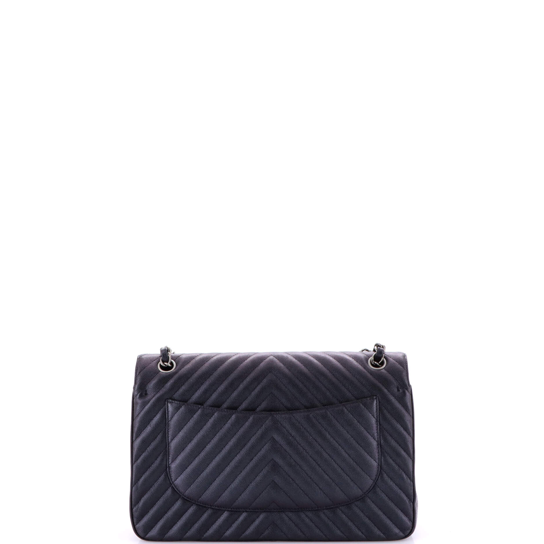 Chanel Classic Double Flap Bag Chevron Iridescent Caviar Jumbo