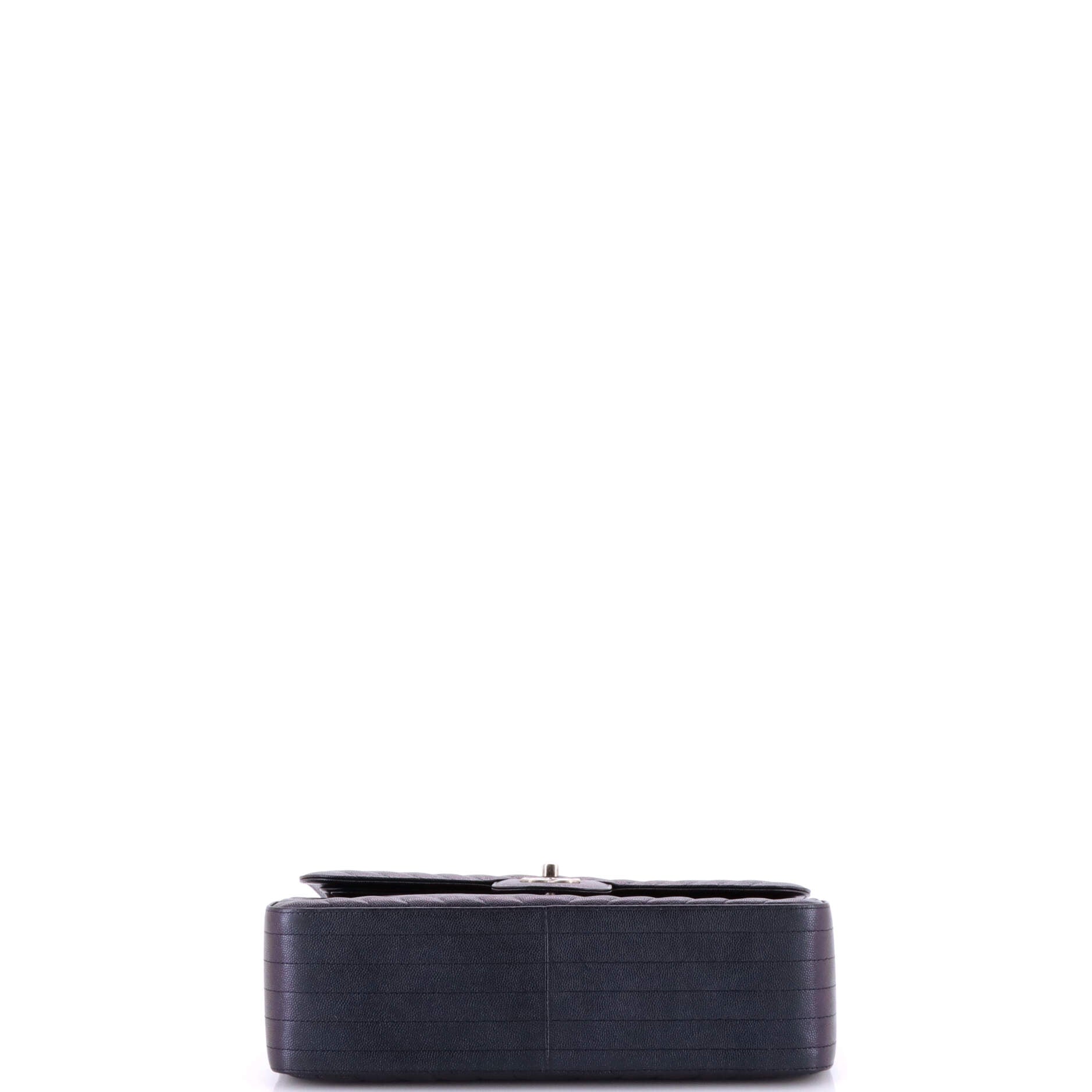 Chanel Classic Double Flap Bag Chevron Iridescent Caviar Jumbo