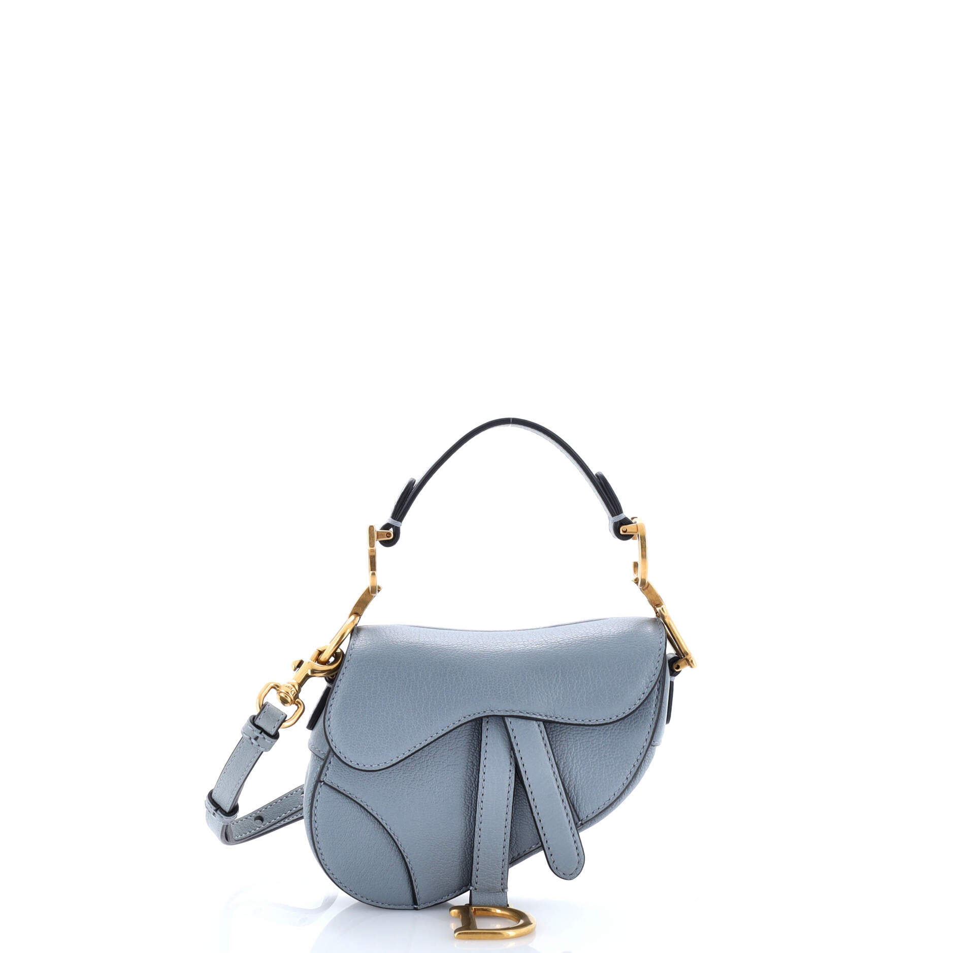 Christian Dior Saddle Handbag with Strap Leather Micro