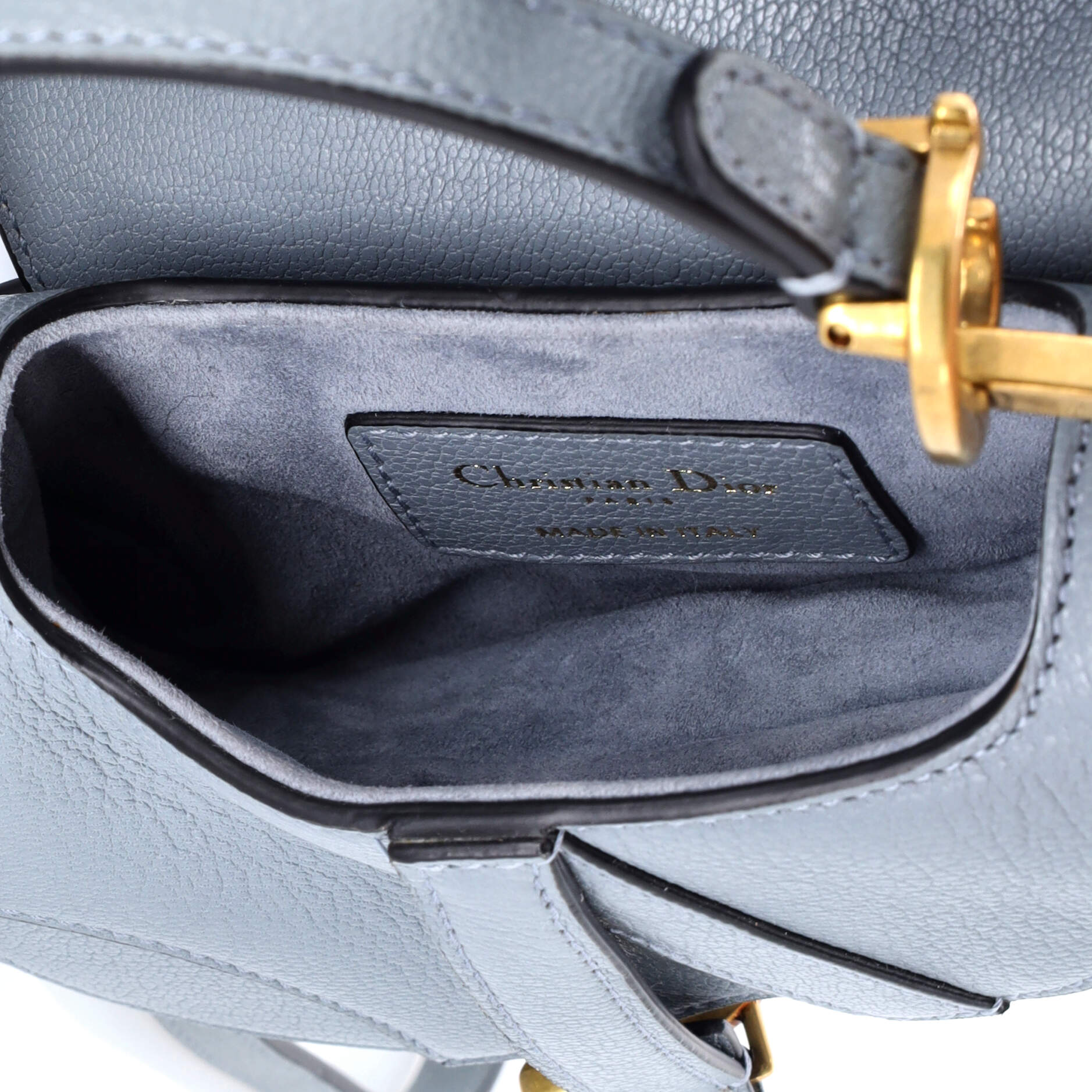 Christian Dior Saddle Handbag with Strap Leather Micro
