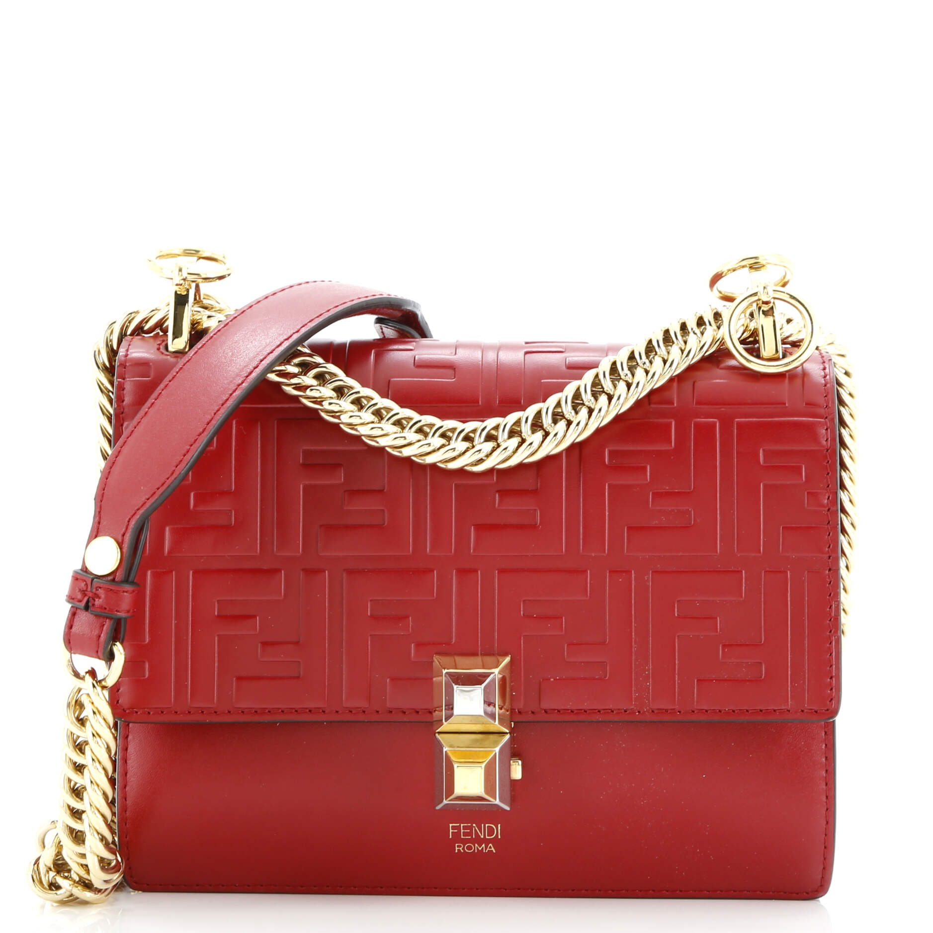 Fendi Kan I Bag Zucca Embossed Leather Small