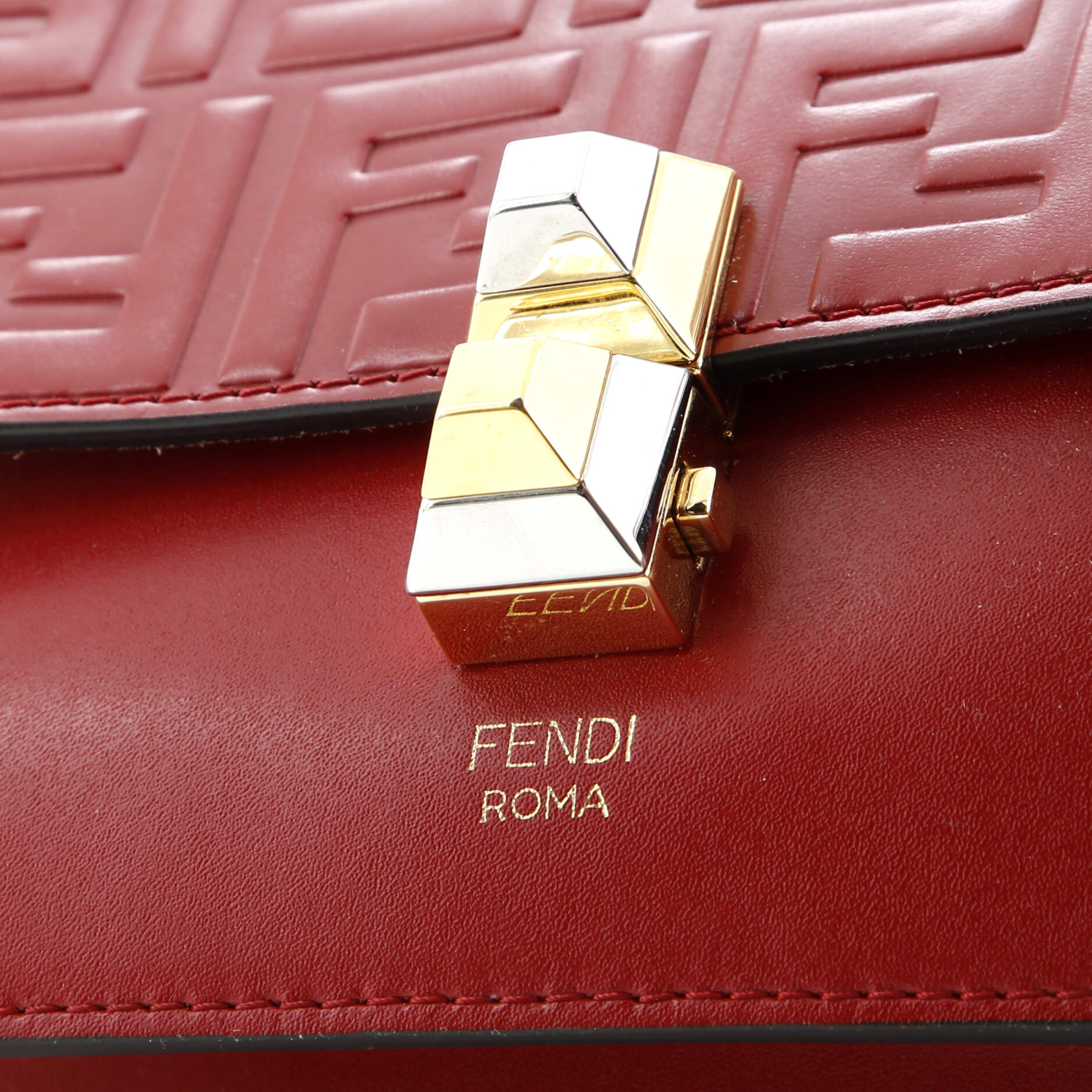 Fendi Kan I Bag Zucca Embossed Leather Small