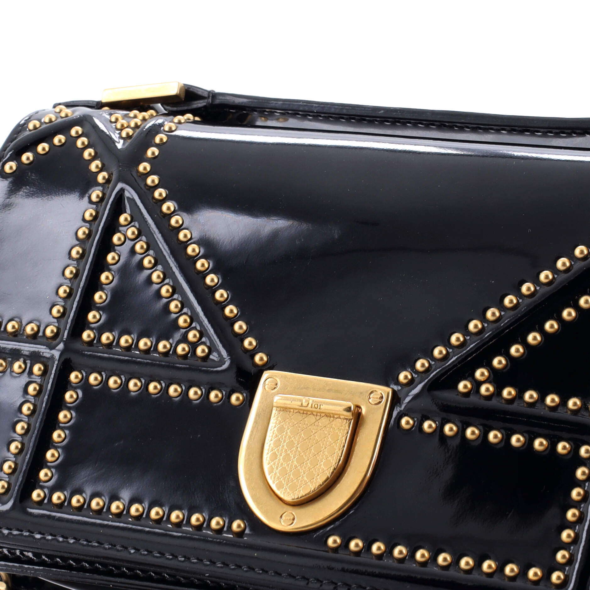 Christian Dior Diorama Flap Bag Studded Patent Small