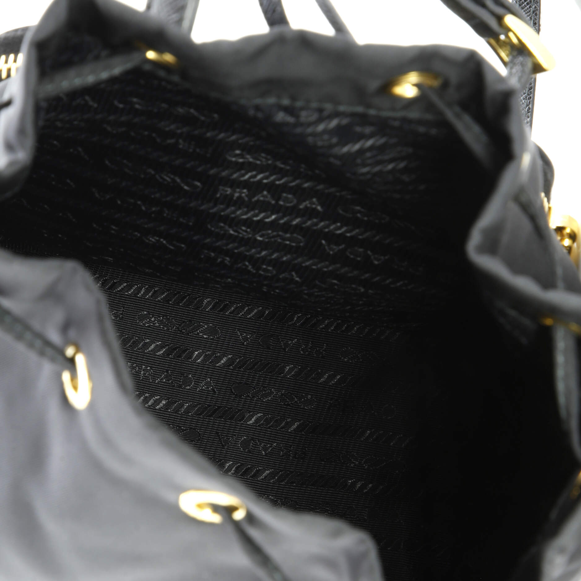 Prada Duet Drawstring Bucket Bag Tessuto Small