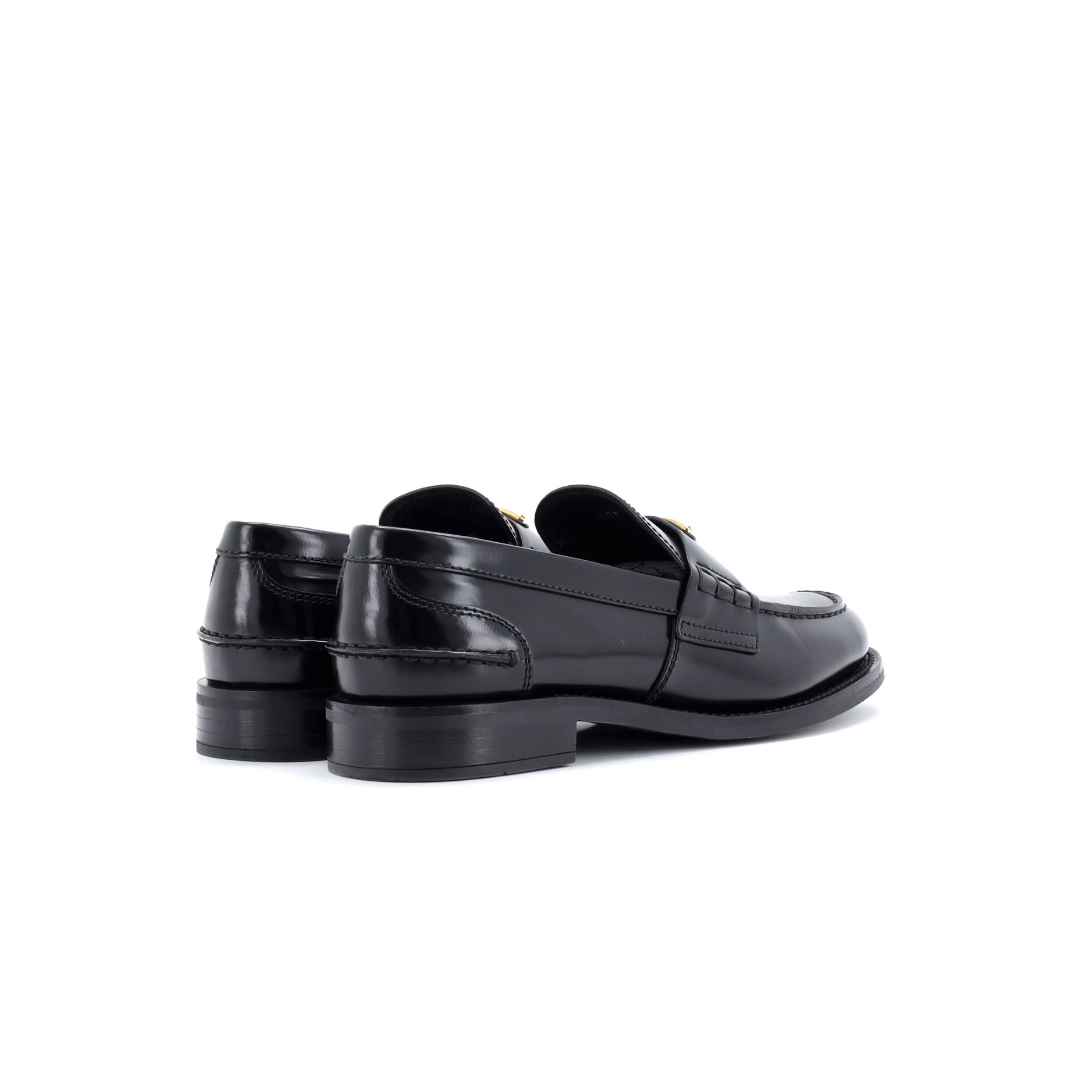 Prada Women's Triangle Logo Loafers Spazzolato Leather