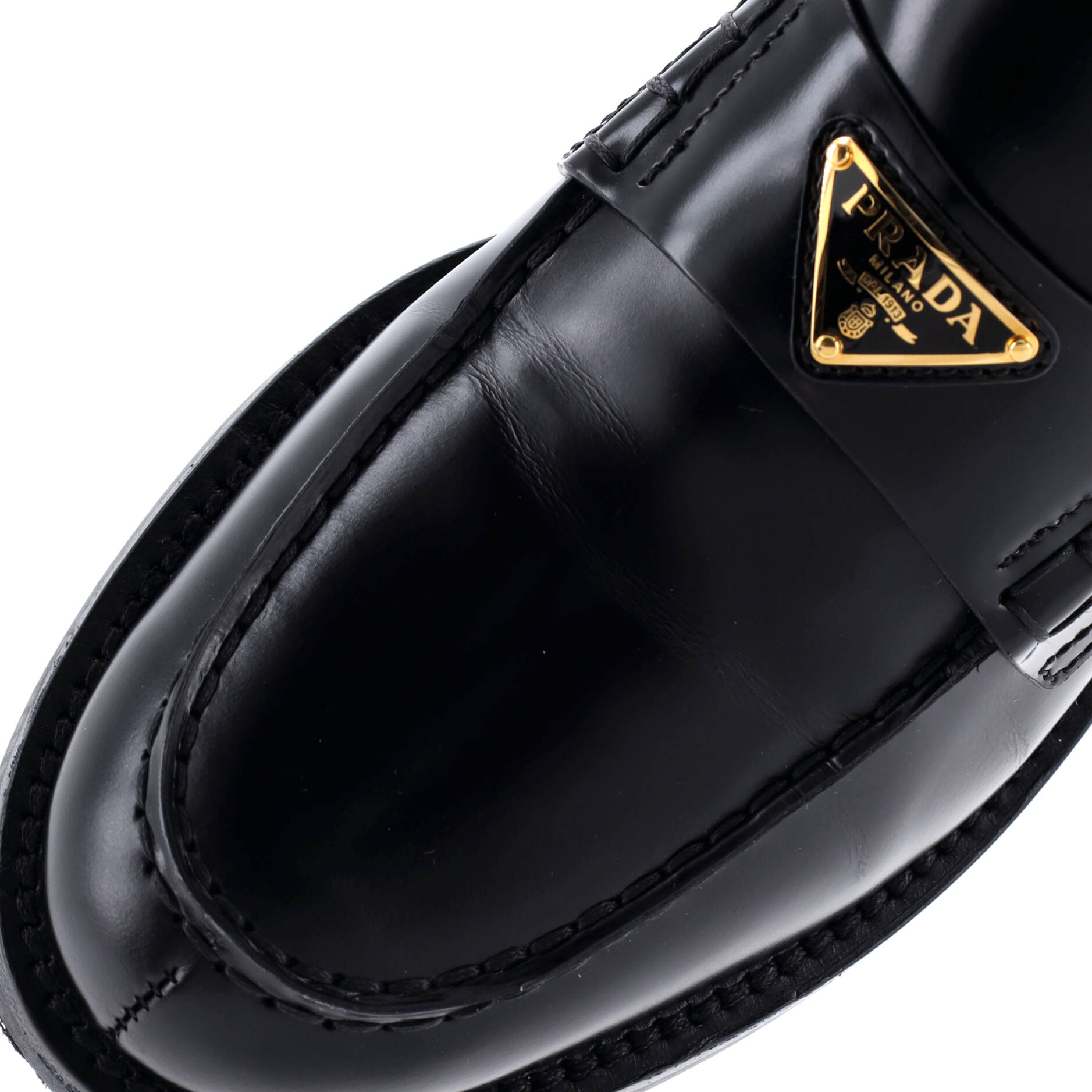 Prada Women's Triangle Logo Loafers Spazzolato Leather