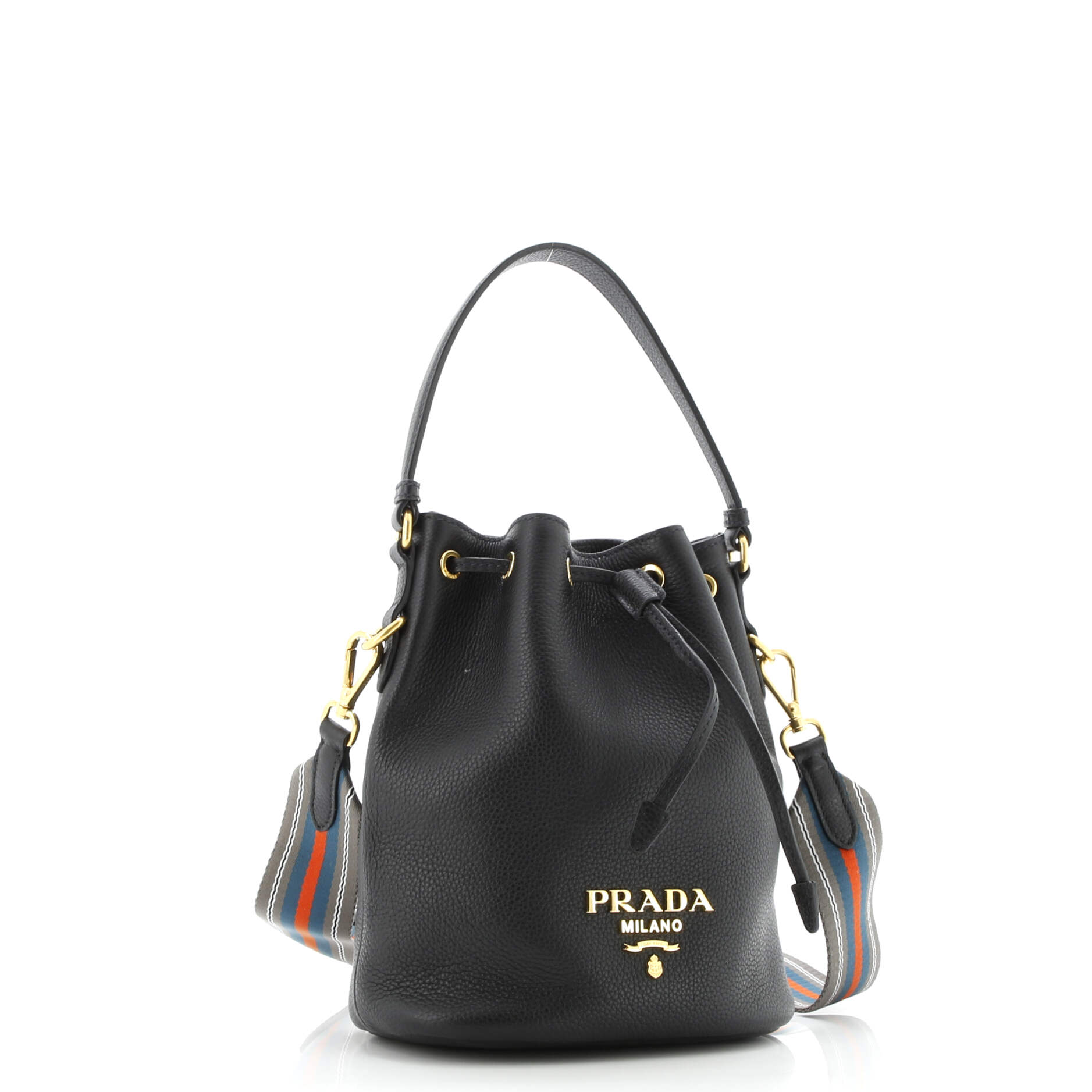 Prada Dual Strap Top Handle Bucket Bag Vitello Daino Small