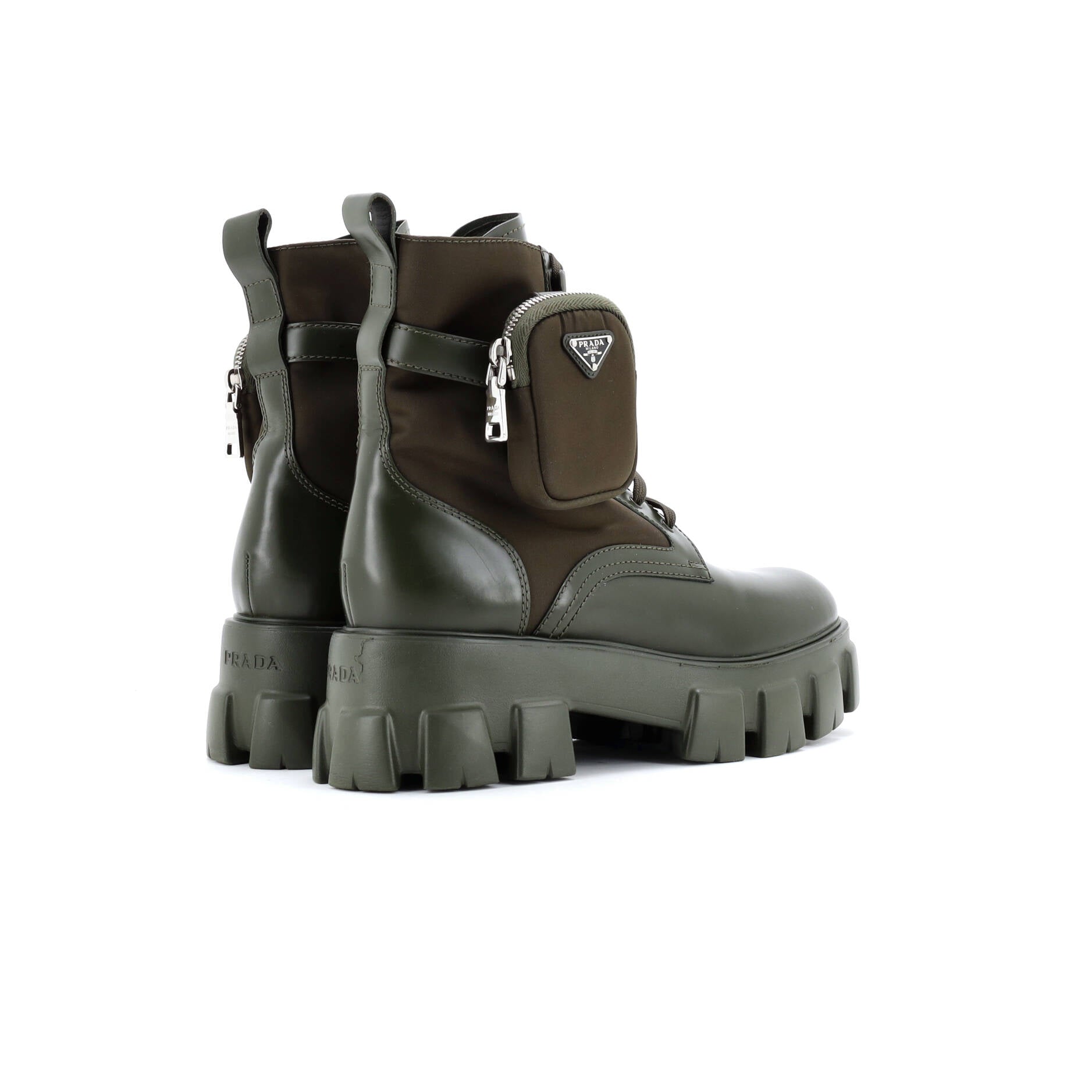 Prada Monolith Combat Boots Leather and Nylon