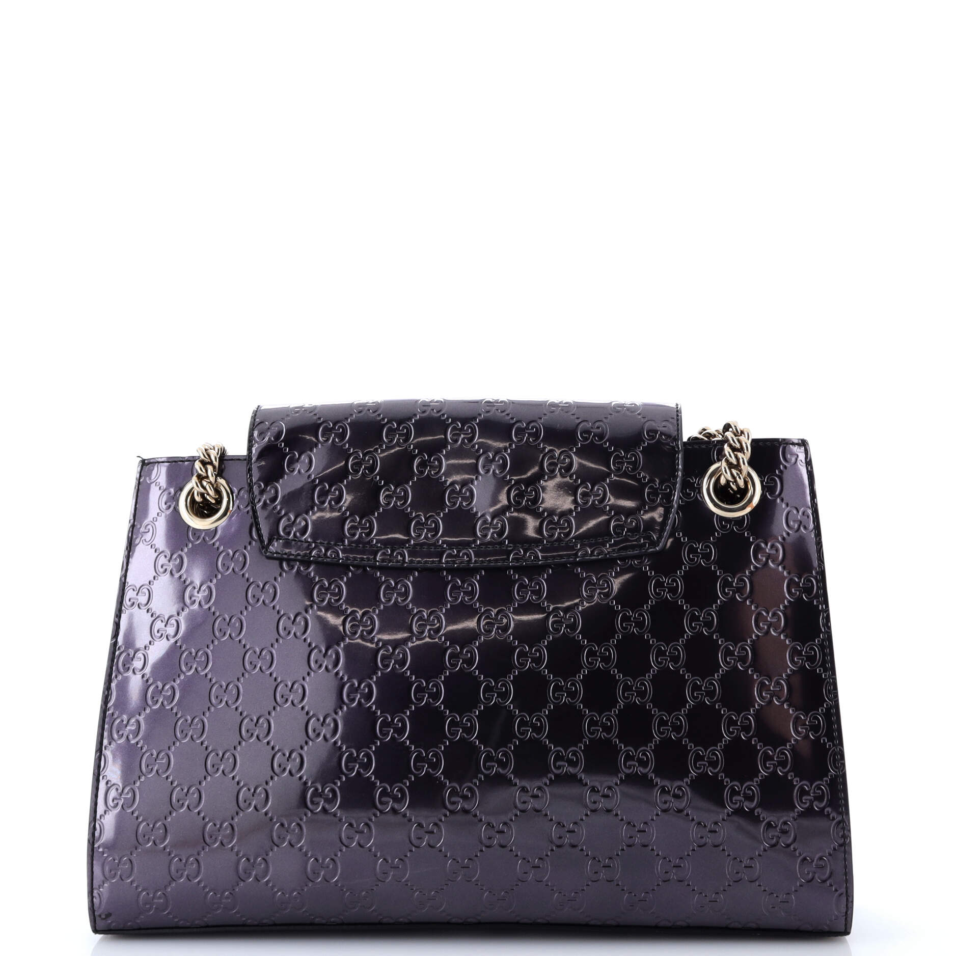 Gucci Emily Chain Flap Shoulder Bag Guccissima Patent Large