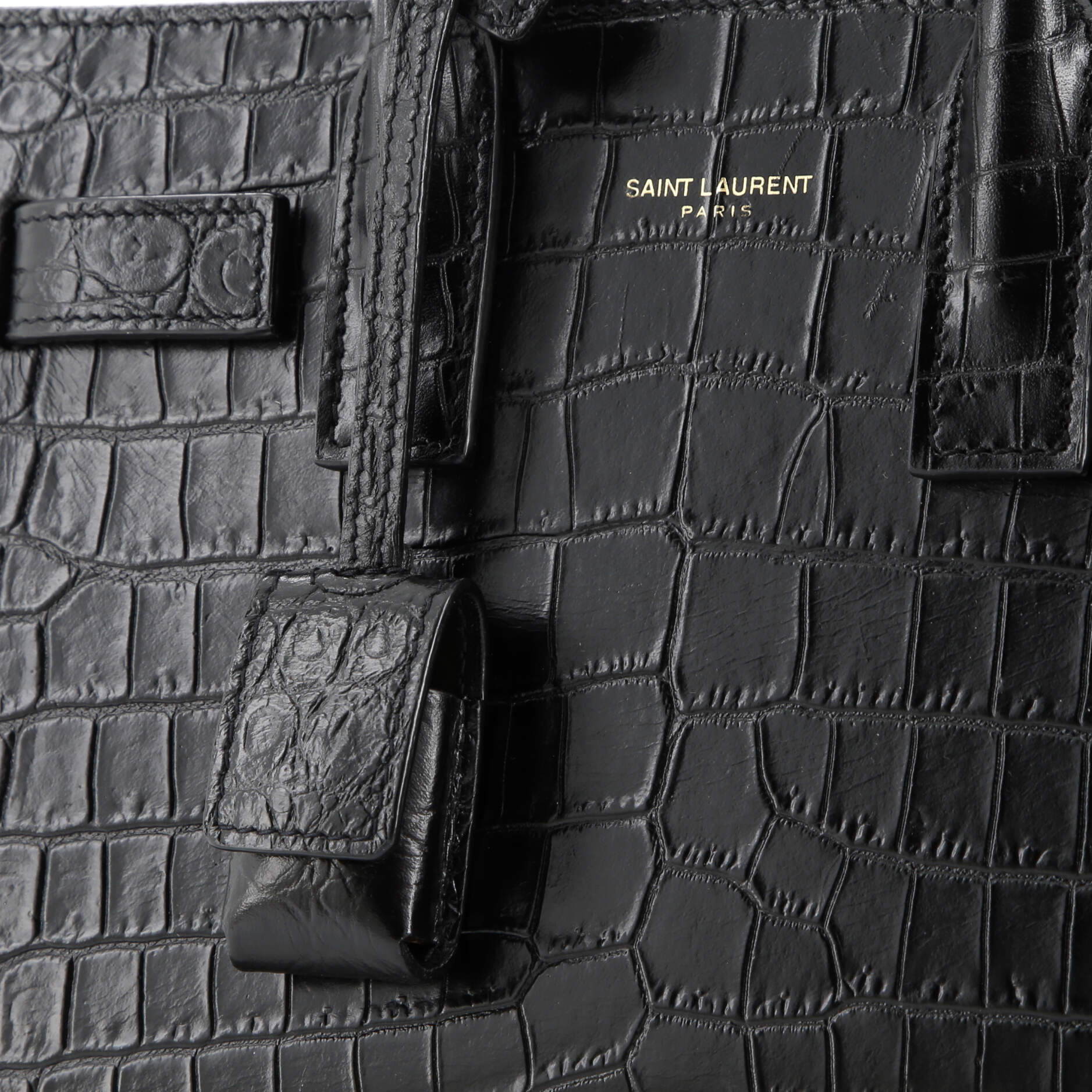 Saint Laurent Sac de Jour NM Bag Crocodile Embossed Leather Nano