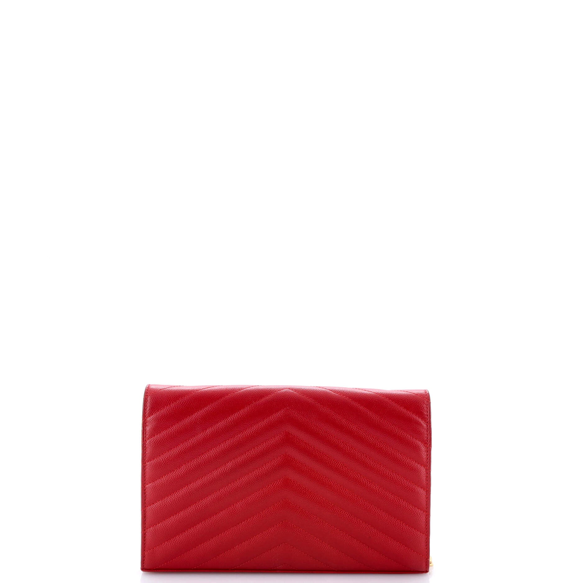 Saint Laurent Classic Monogram Wallet on Chain Matelasse Chevron Leather Medium
