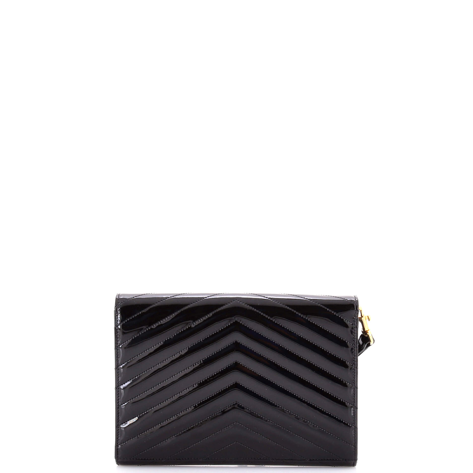 Saint Laurent Cassandre Flap Envelope Wristlet Pouch Matelasse Chevron Patent