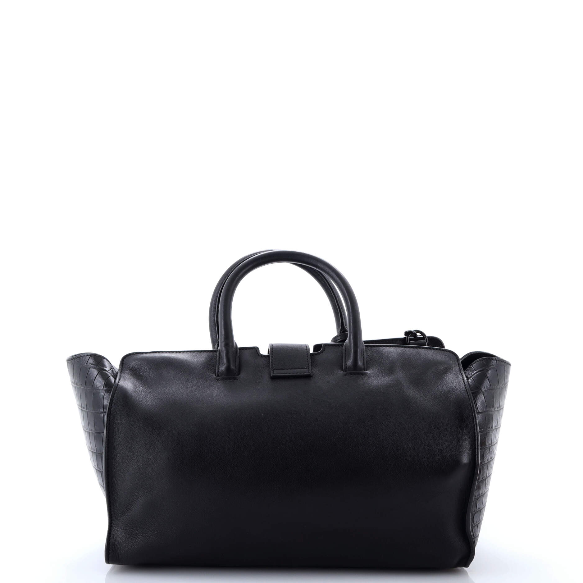 Saint Laurent Monogram Cabas Downtown Leather with Crocodile Embossed Leather Small