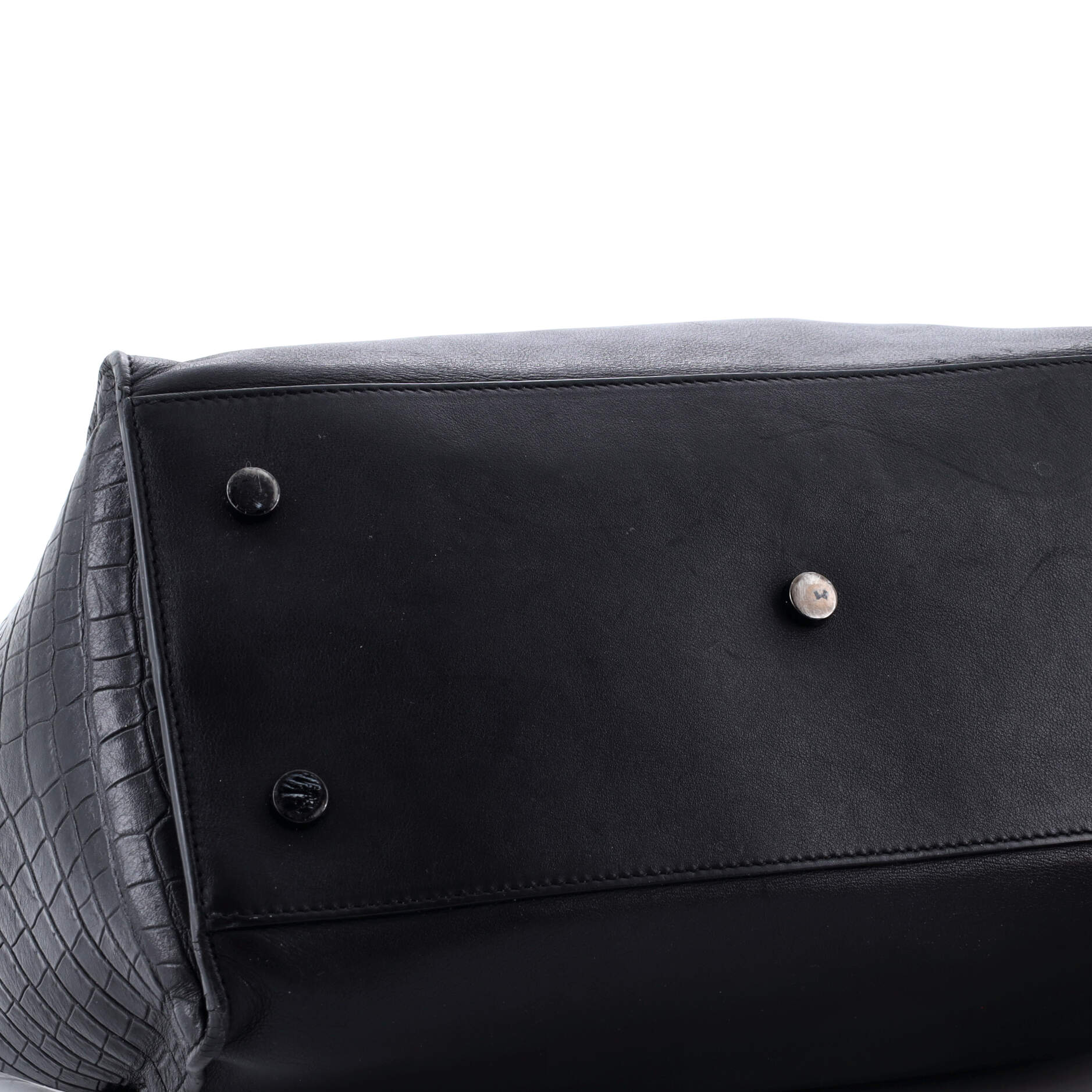Saint Laurent Monogram Cabas Downtown Leather with Crocodile Embossed Leather Small