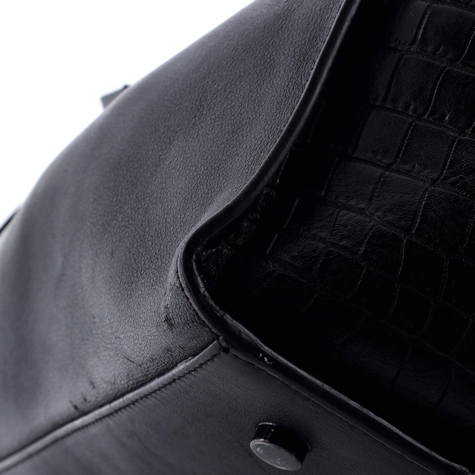 Saint Laurent Monogram Cabas Downtown Leather with Crocodile Embossed Leather Small