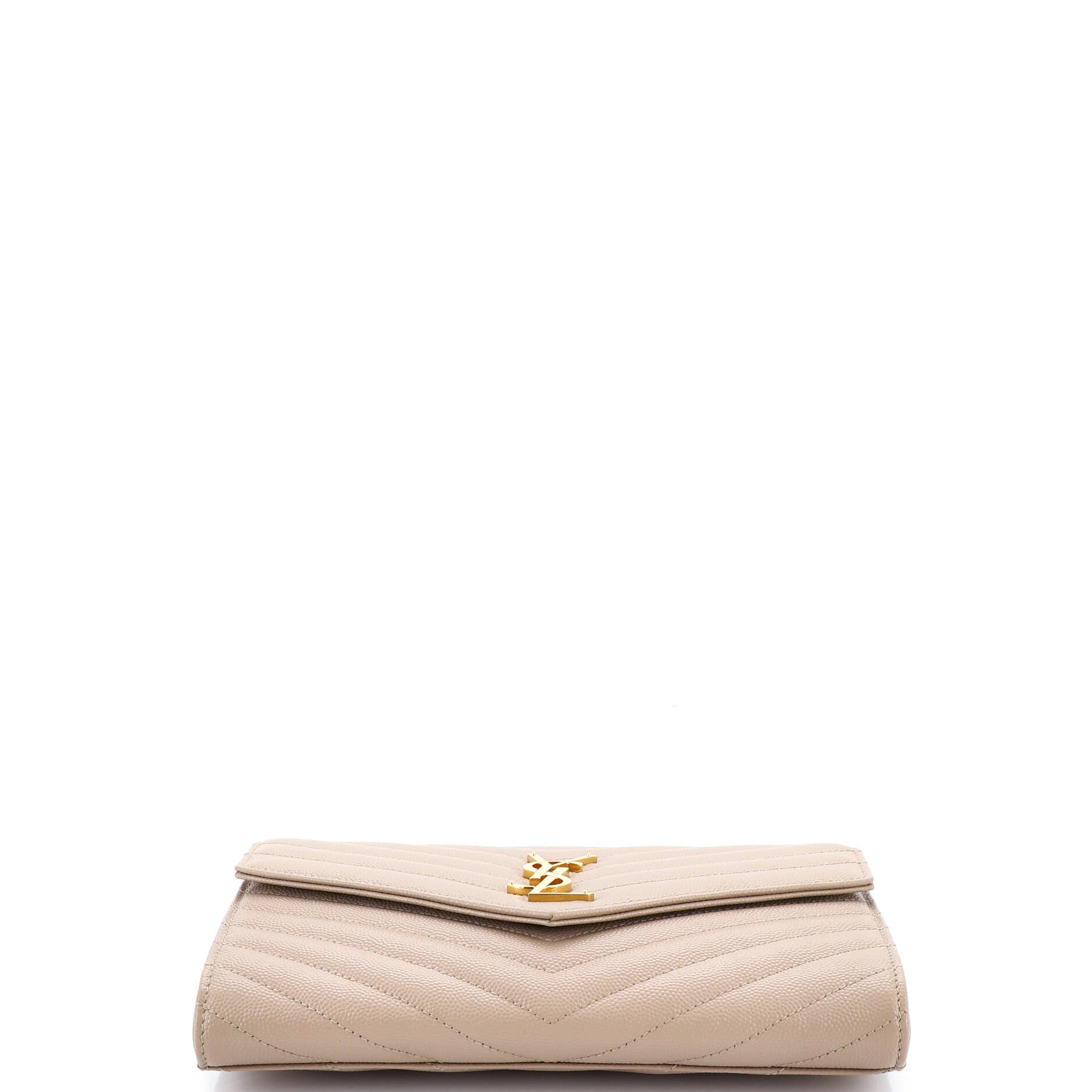 Saint Laurent Classic Monogram Envelope Wristlet Clutch Matelasse Chevron Leather