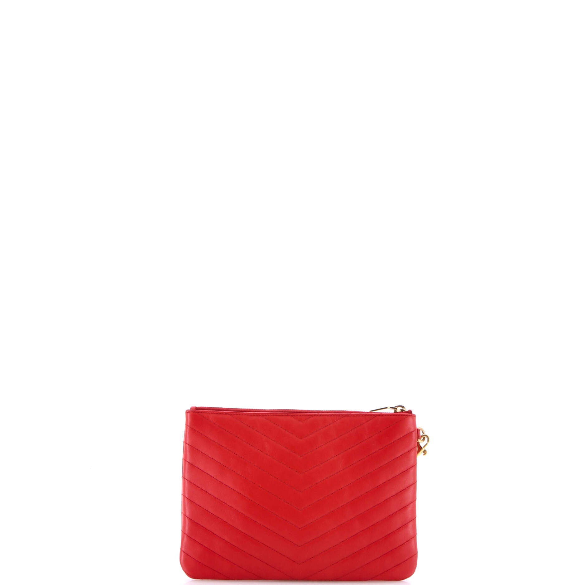 Saint Laurent Classic Monogram Wristlet Pouch Matelasse Chevron Leather Small