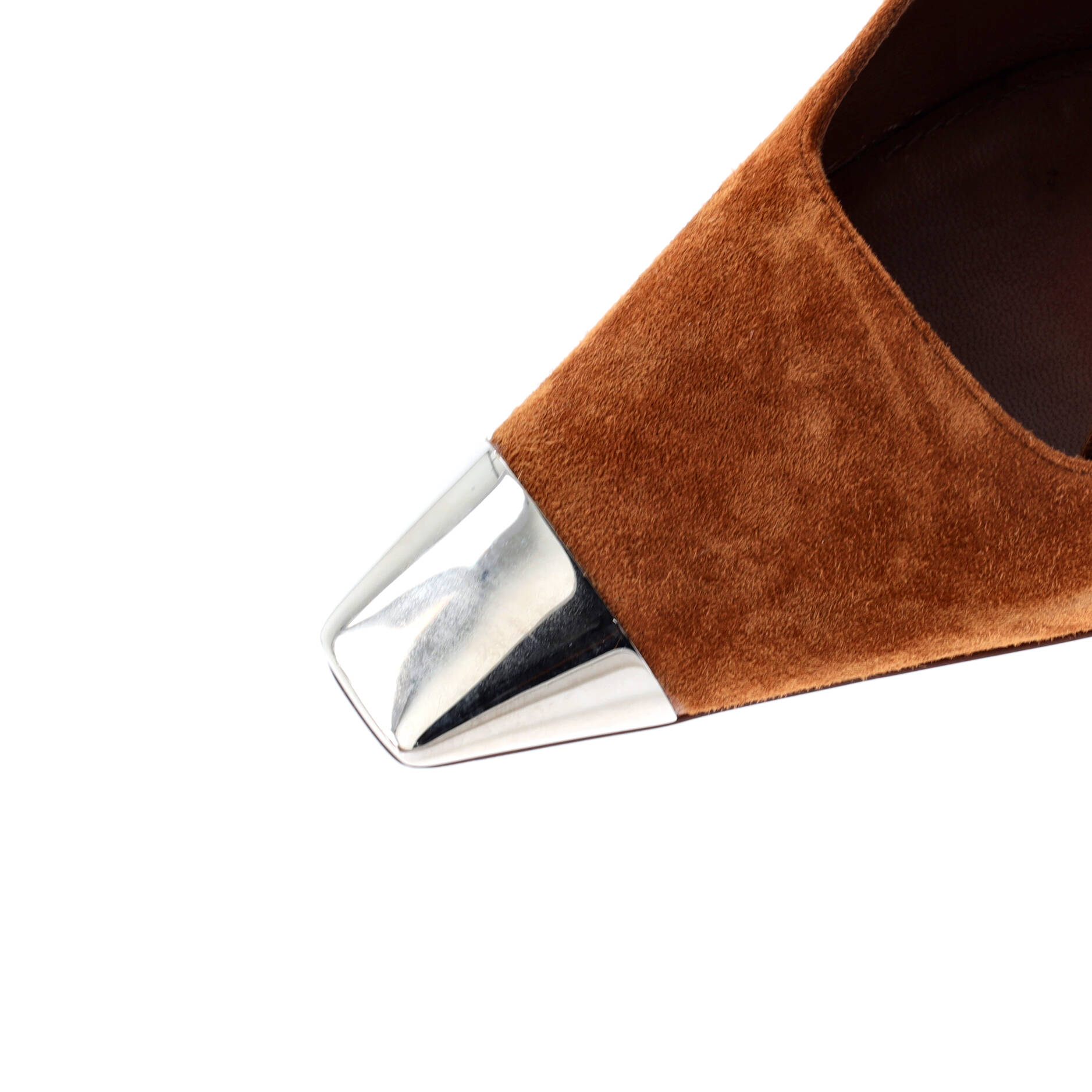 Saint Laurent Women's Blade Square Cap Toe Ankle Wrap Pumps Suede with Metal 105