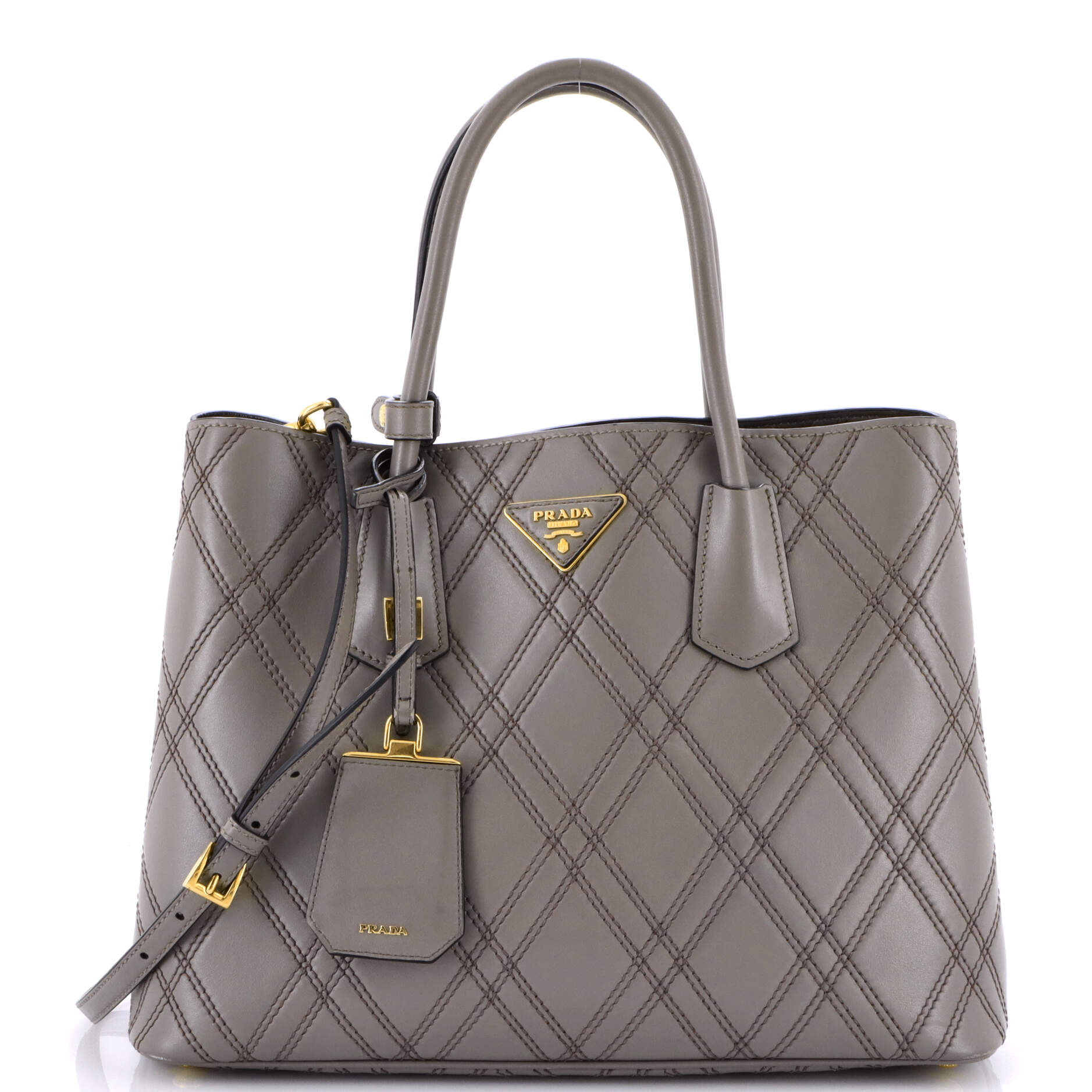 Prada Cuir Double Tote Quilted Leather Medium
