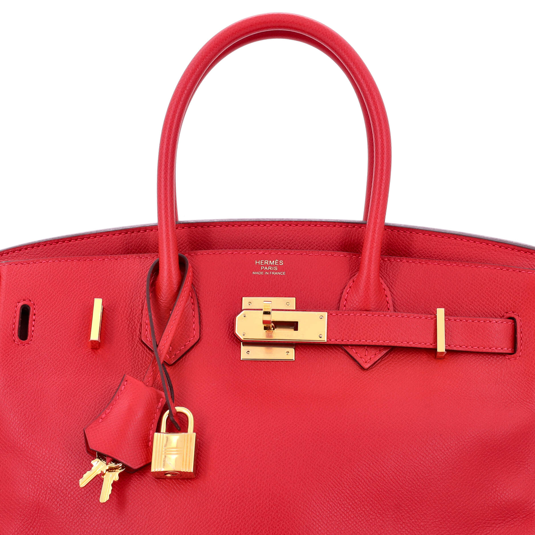 Hermes Birkin Handbag Red Epsom with Gold Hardware 30