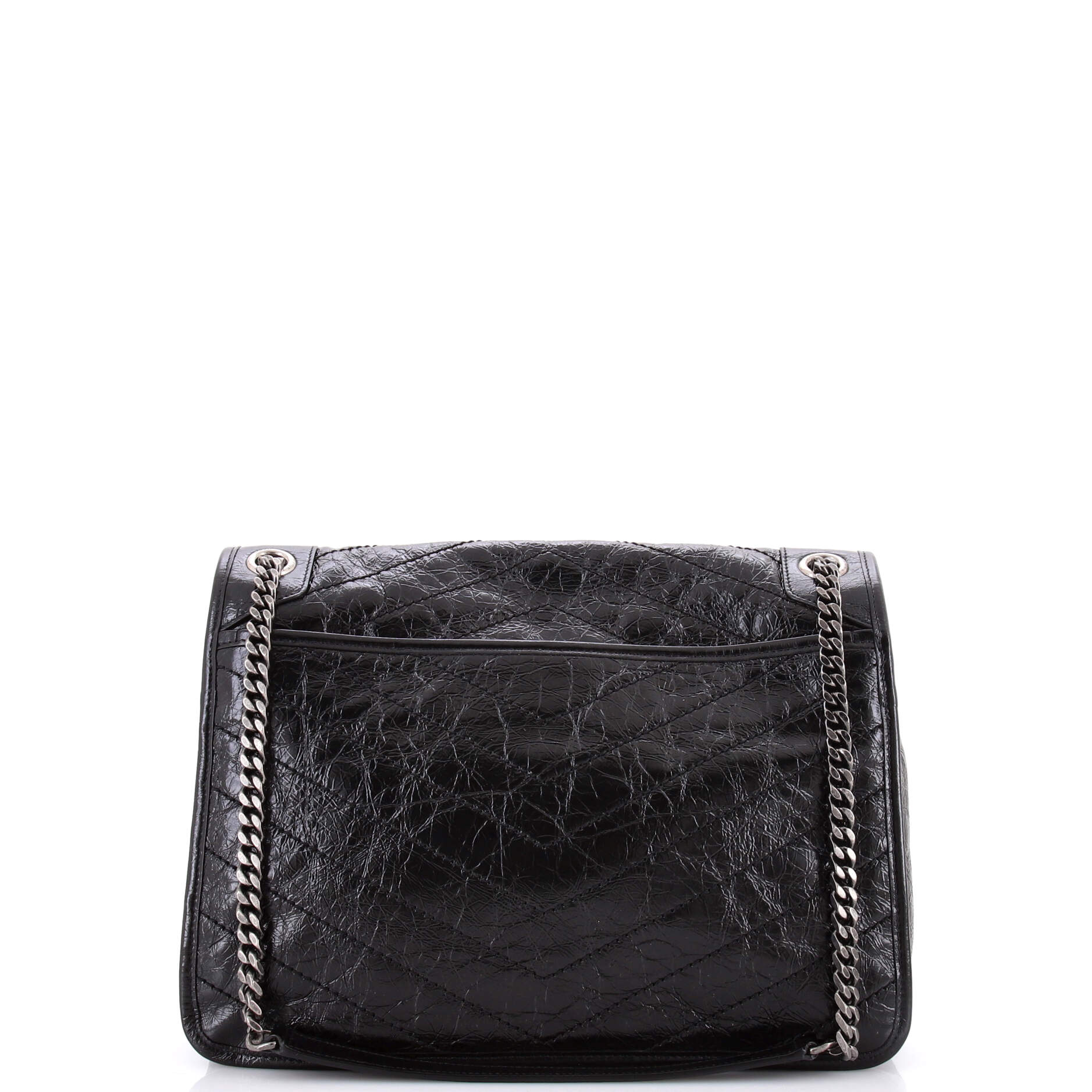 Saint Laurent Niki Chain Flap Bag Matelasse Chevron Leather Large