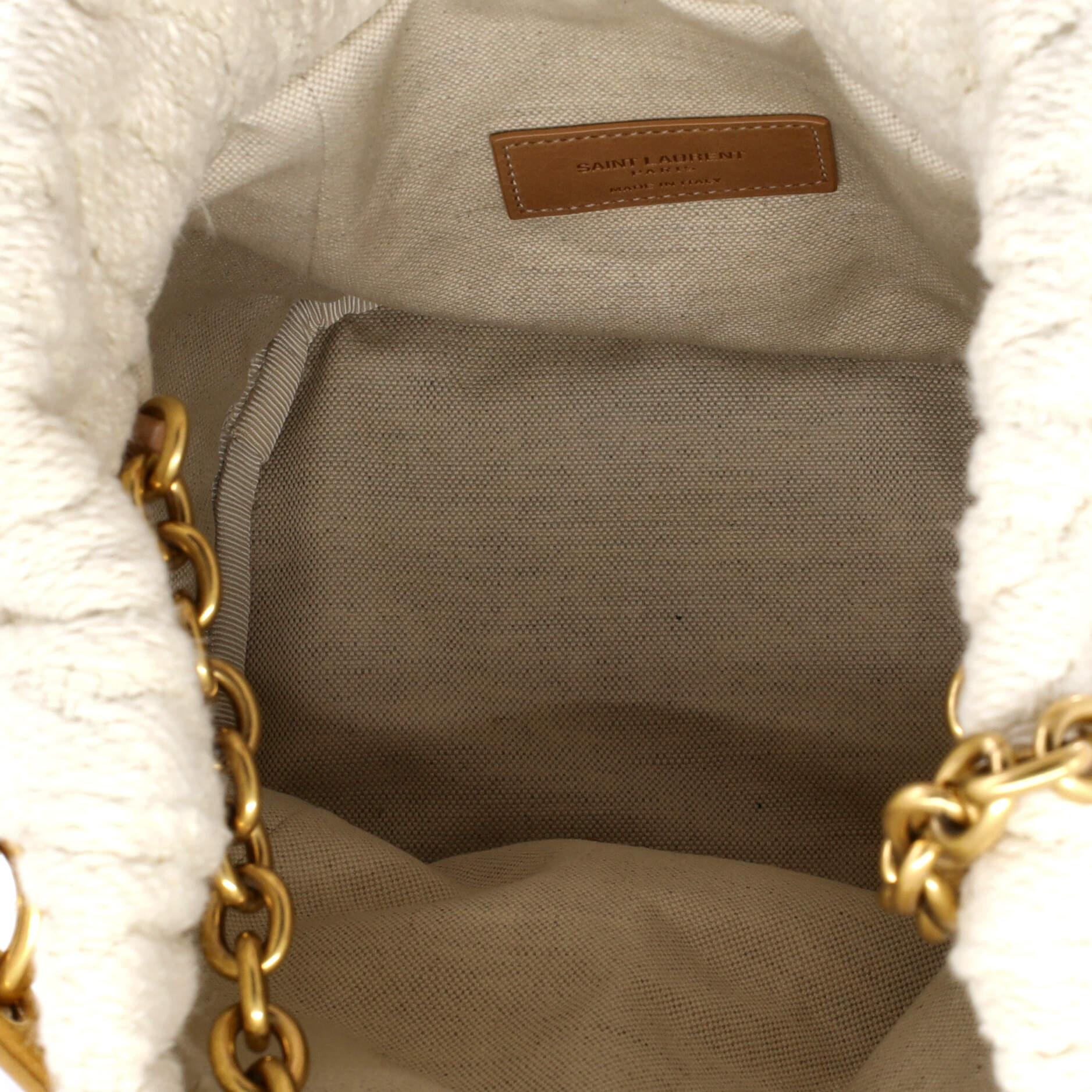 Saint Laurent Le Maillon Bucket Bag Knit Fabric with Leather