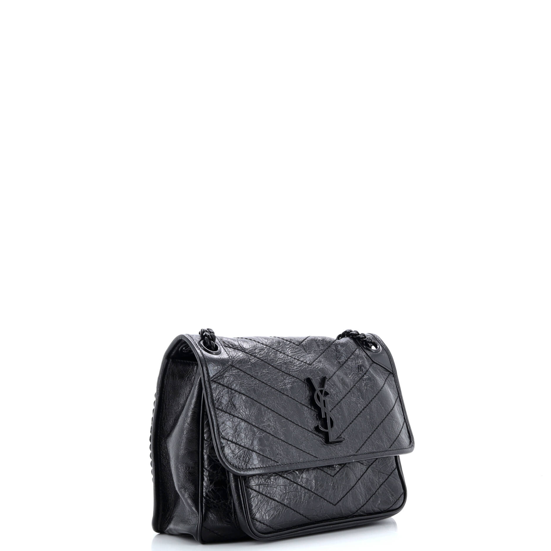 Saint Laurent Niki Chain Flap Bag Matelasse Chevron Leather Medium