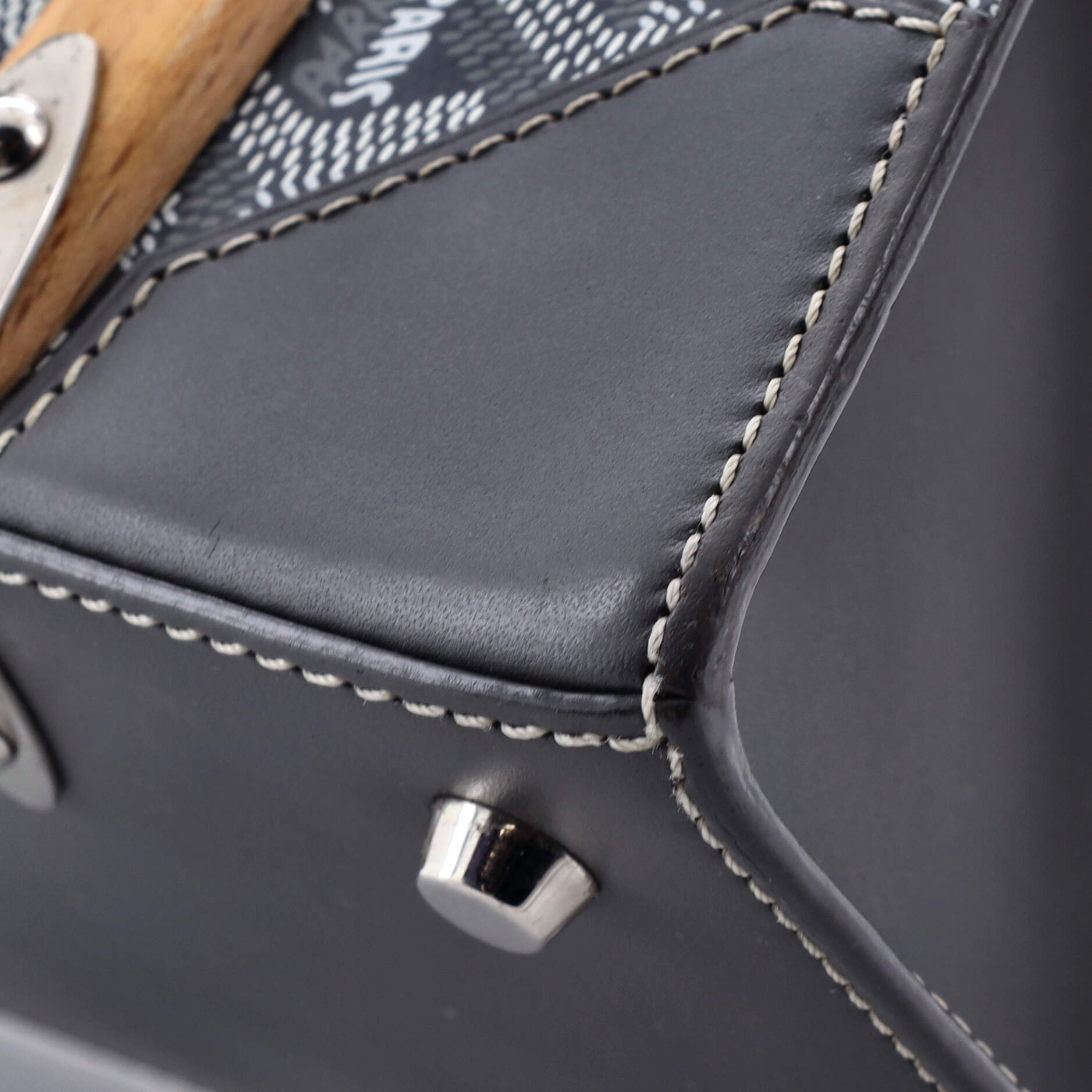 Goyard Saigon Top Handle Bag Coated Canvas with Leather PM