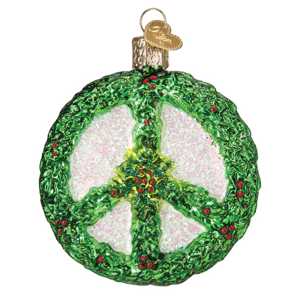 Holly Peace Symbol Ornament