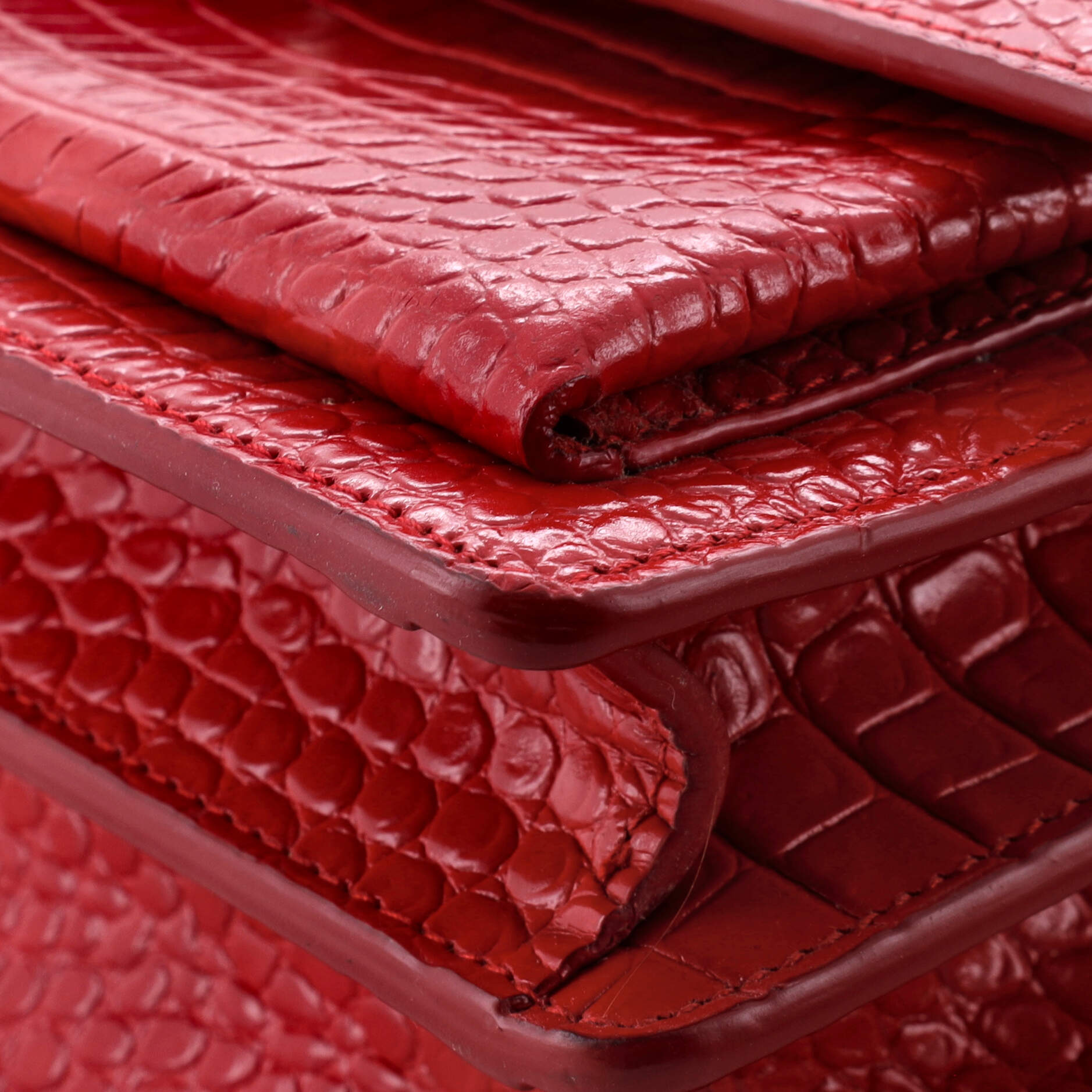 Saint Laurent Sunset Crossbody Bag Crocodile Embossed Leather Medium