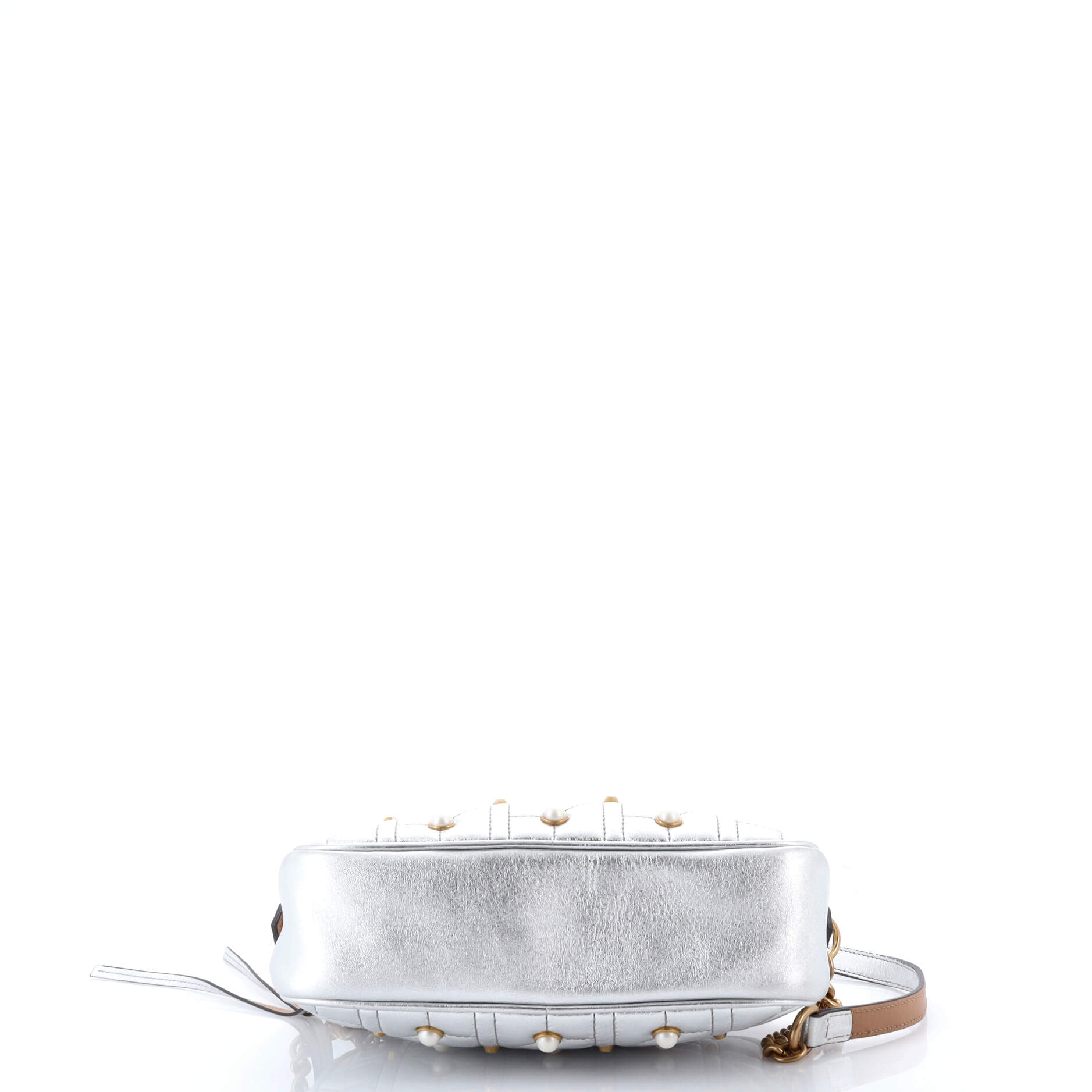 Gucci Pearly GG Marmont Shoulder Bag Embellished Matelasse Leather Small
