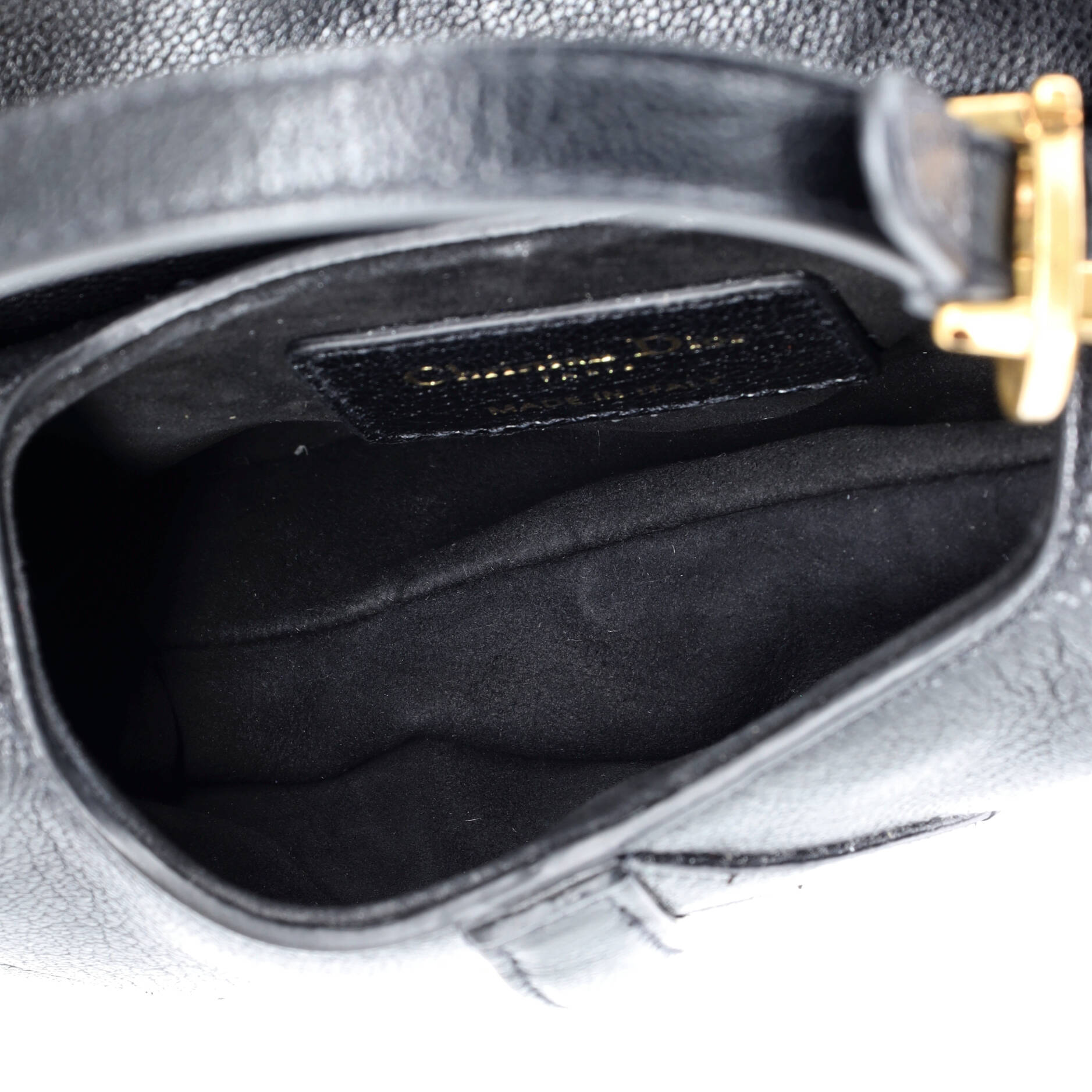 Christian Dior Saddle Handbag with Strap Leather Micro