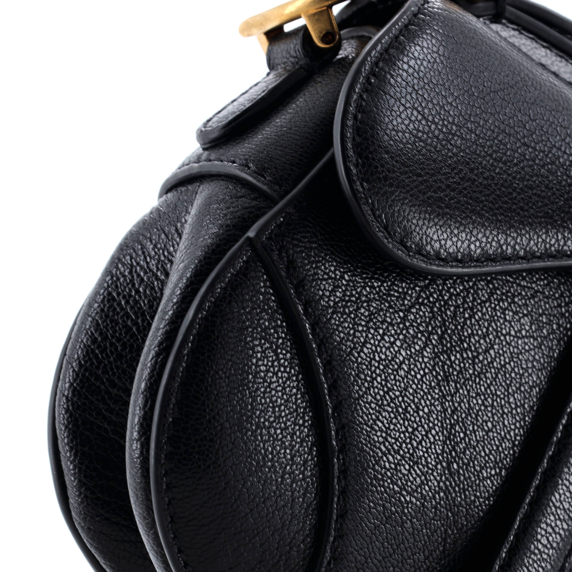 Christian Dior Saddle Handbag with Strap Leather Micro