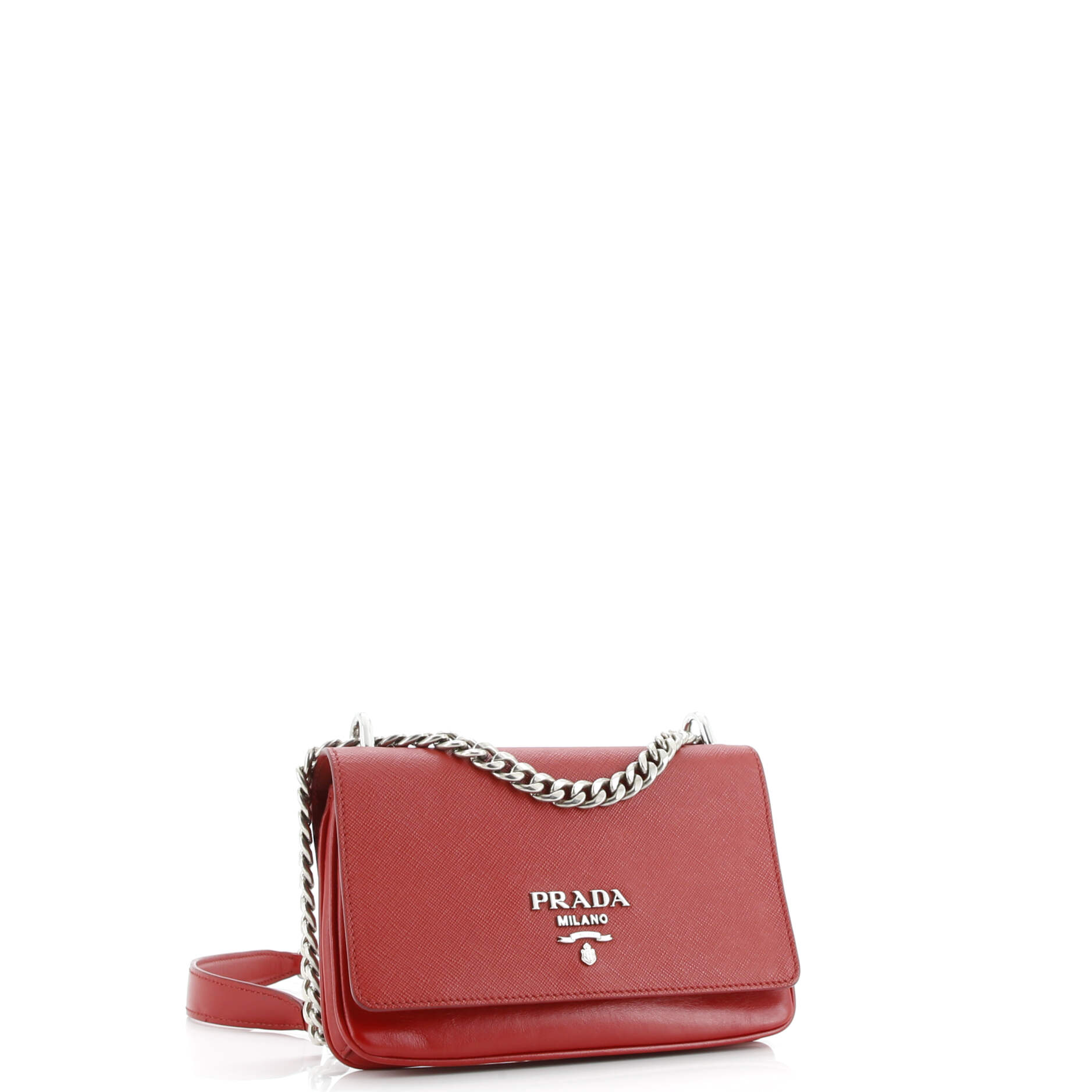 Prada Chain Flap Crossbody Bag Saffiano and Soft Calf Small