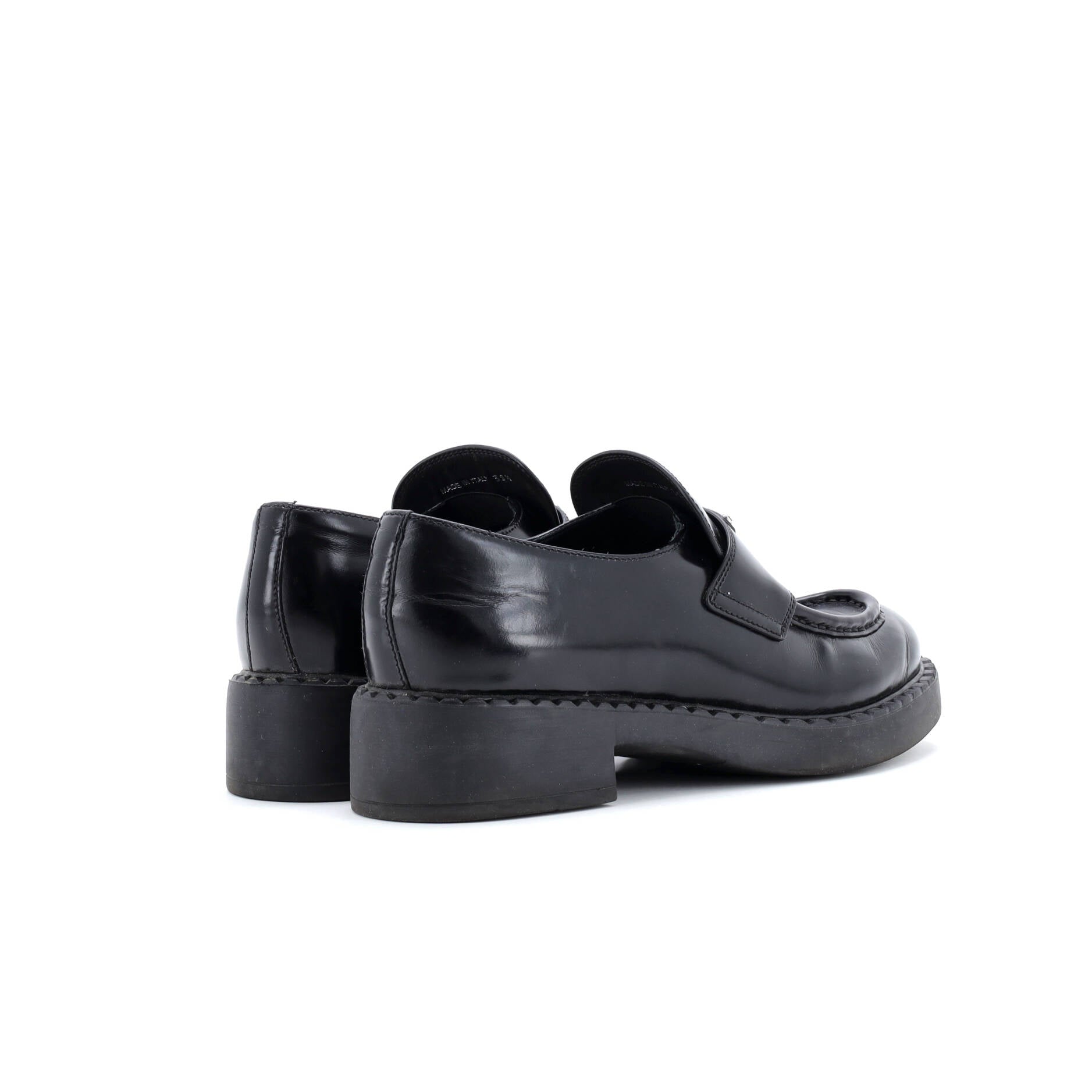 Prada Women's Triangle Logo Loafers Spazzolato Leather