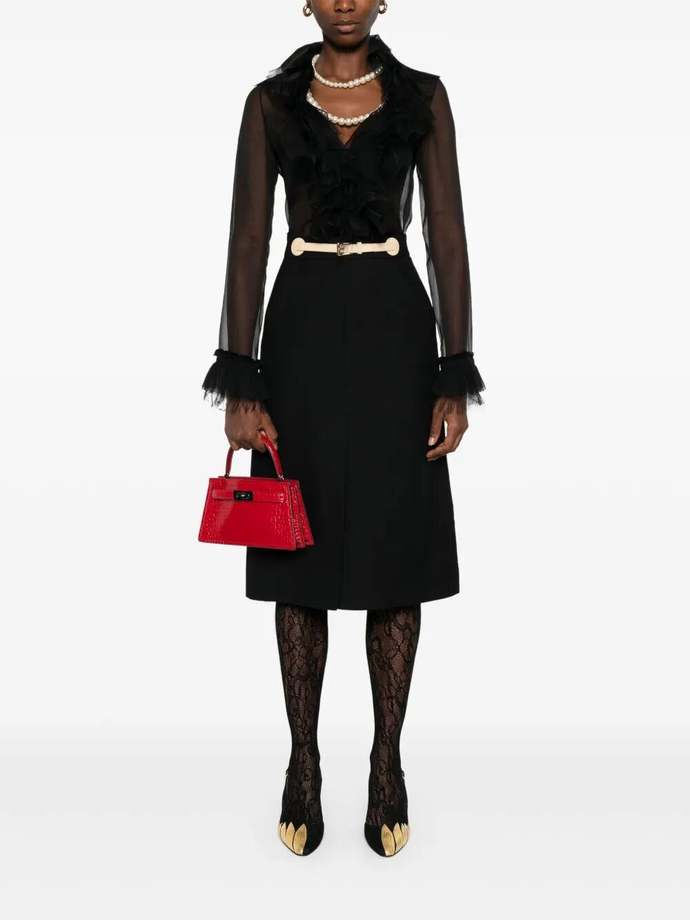 Valentino Garavani Women Skirt With Leather Details