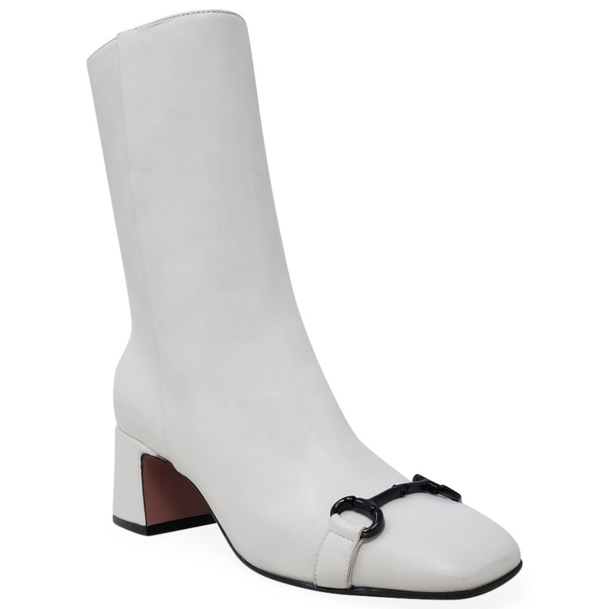 White Leather Back Stripe Boot