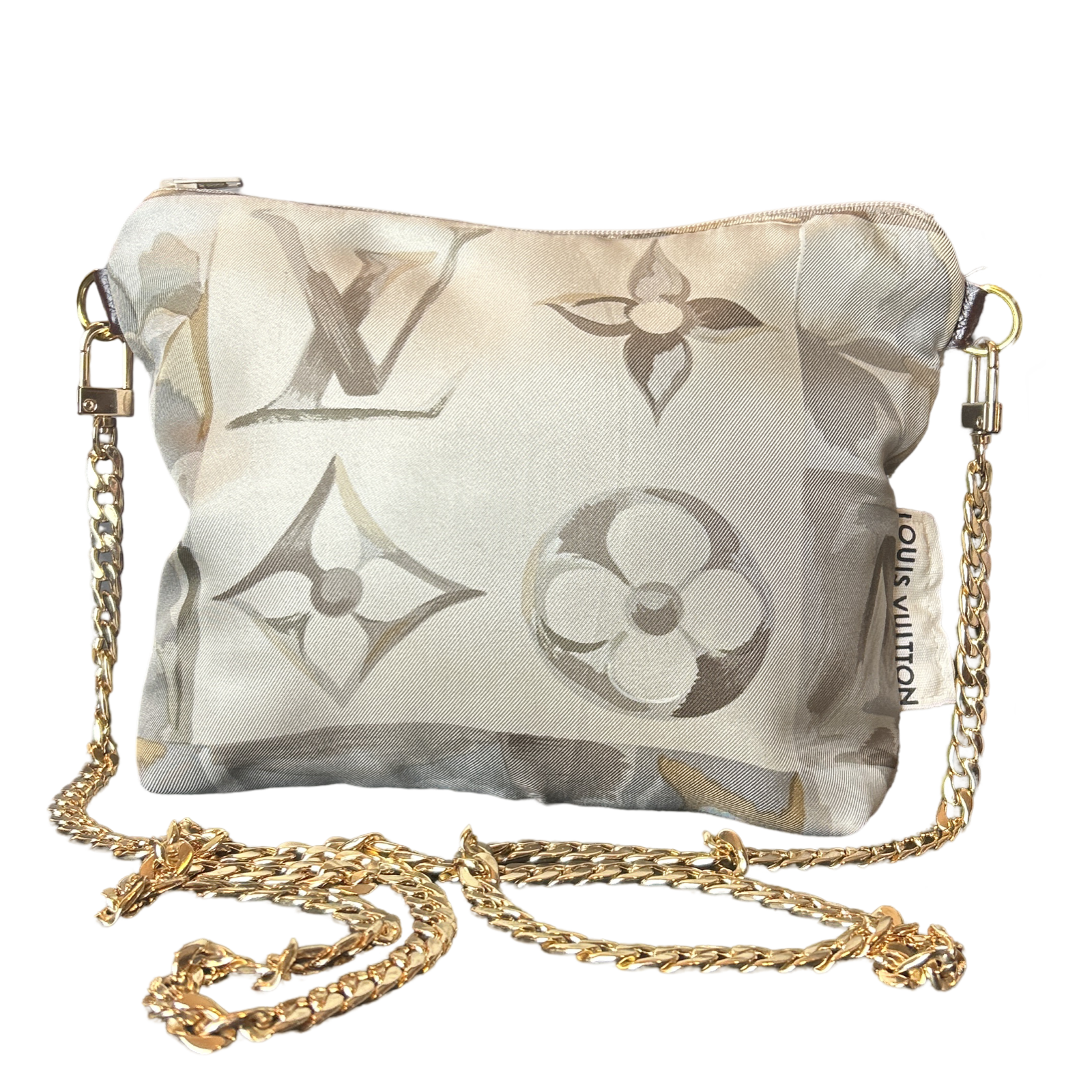 Au Fils du Temps Logo Vintage Silk Scarf Crossbody Bag
