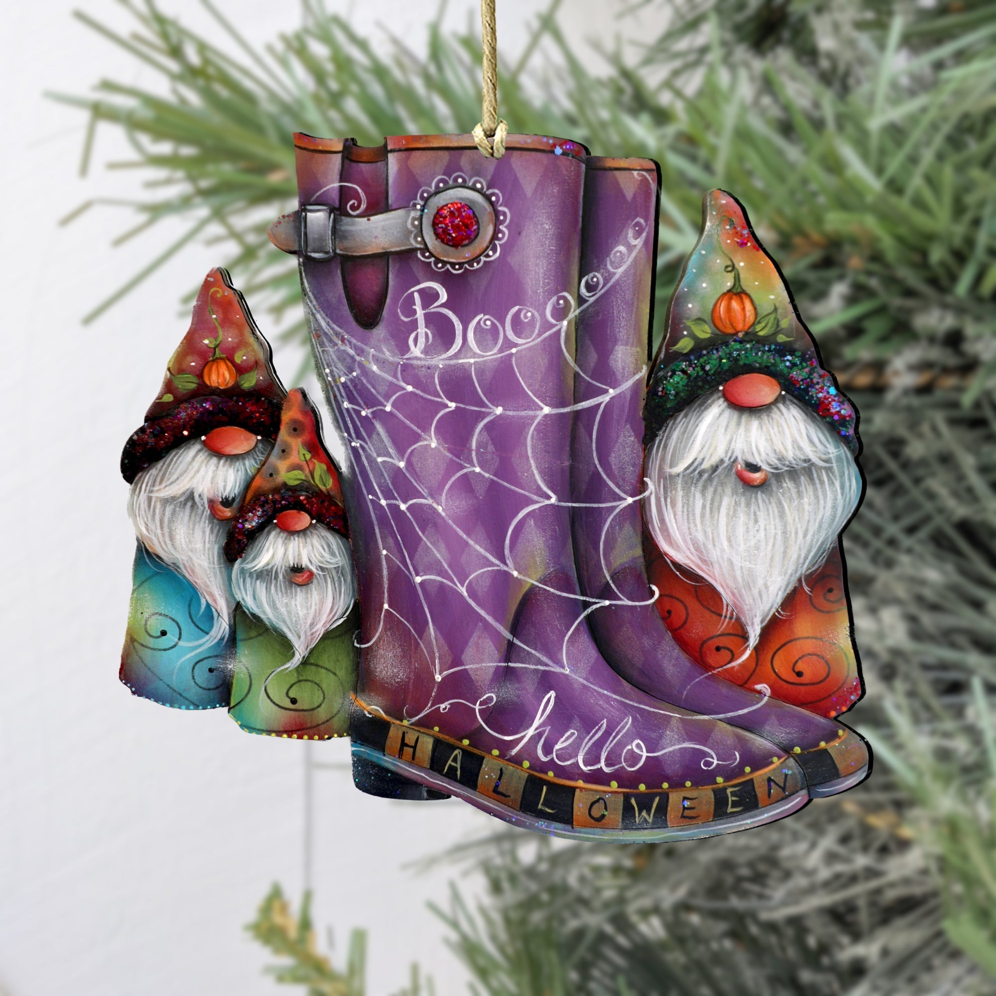 Hello Halloween Boots Wooden Ornaments by Jamie Mills-Price Halloween Decor - 8611062-4-MP