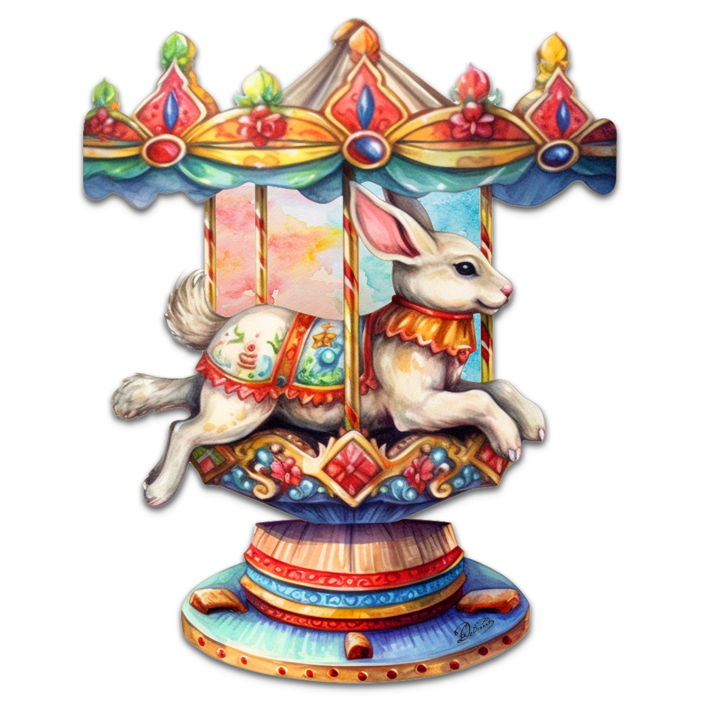 Carousel Bunny Holiday Door Decor by G. Debrekht - Christmas Decor - 8611026H