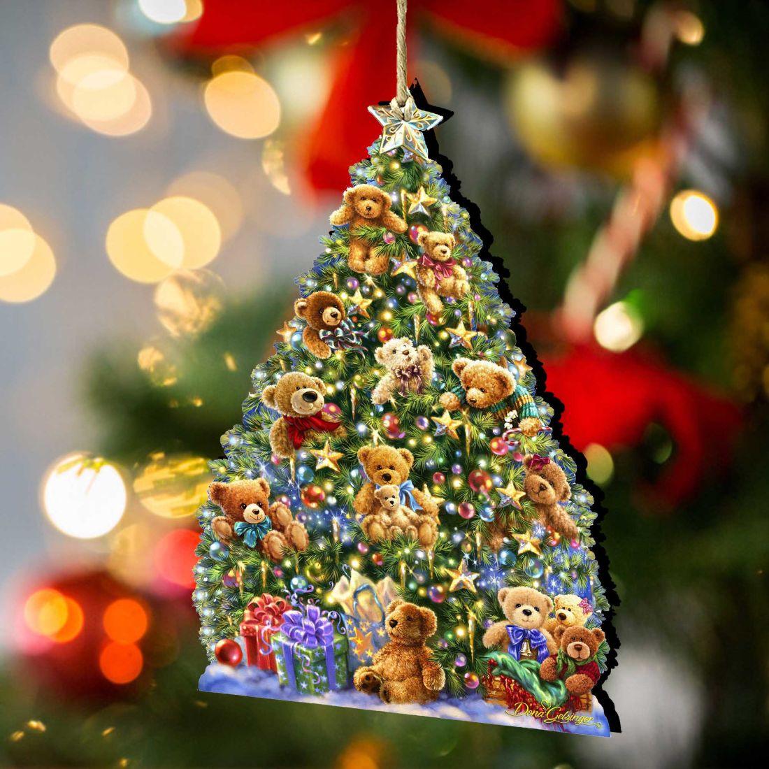 Teddy Bear Tree Wooden Ornaments by Gelsinger - Christmas Decor - 8161019-1101