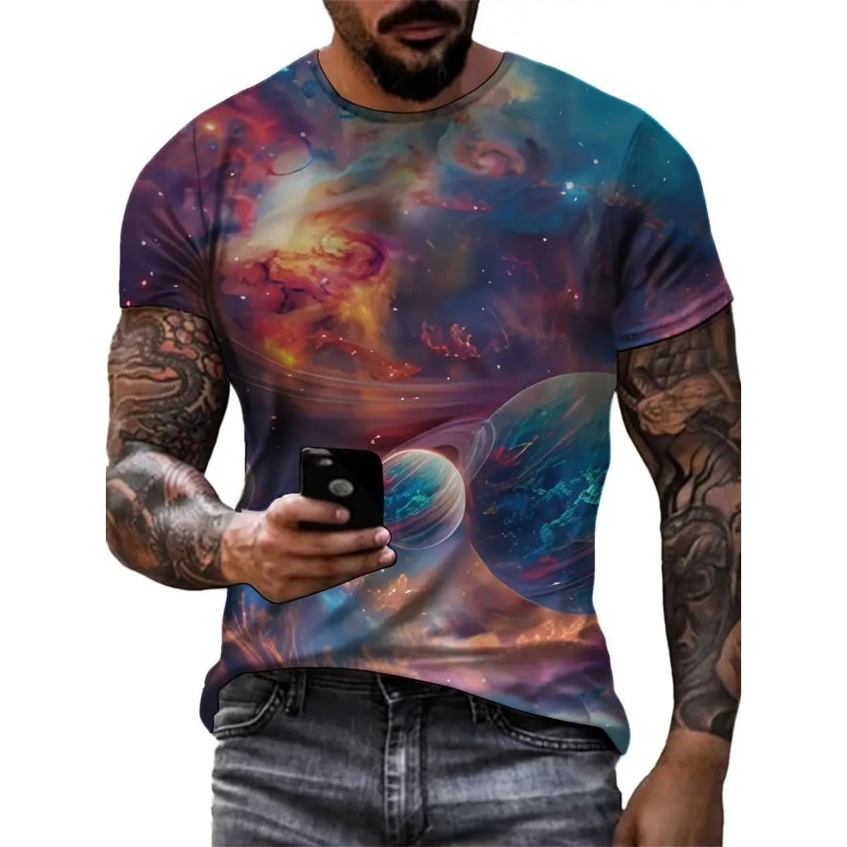 3D Graphic Print T-Shirts for Mens Casual Short Sleeve Tee Shirts Top